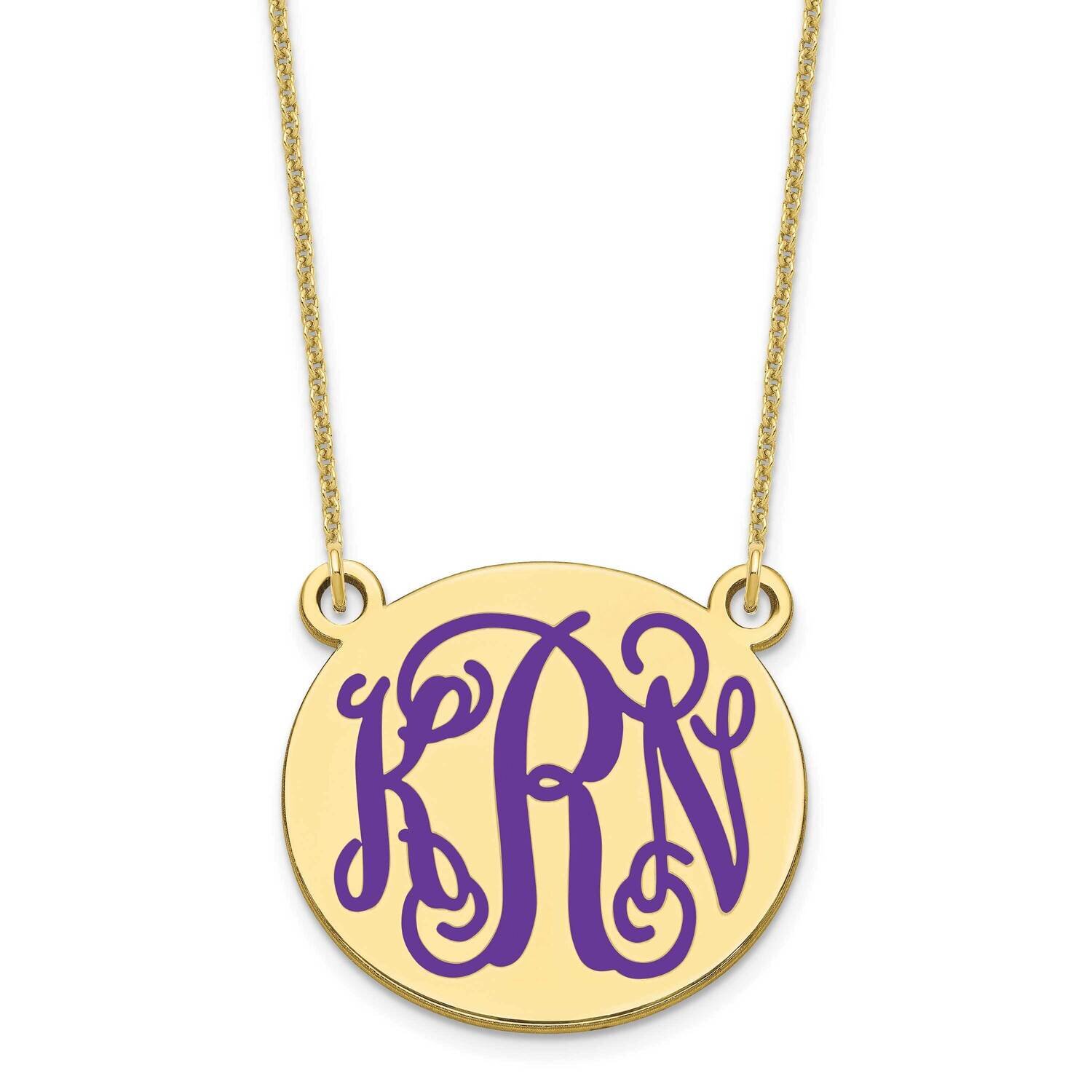 Medium Polished Epoxied Letter Circle Monogram Necklace 10k Gold 10XNA584Y, MPN: 10XNA584Y,