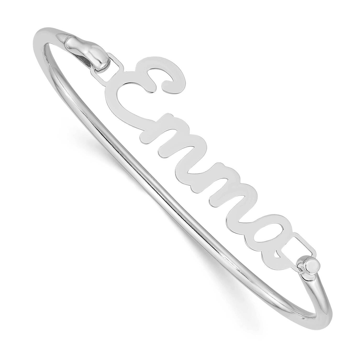 Polished Name Plate On Sterling Silver Bangle 10k White Gold 10XNA628W