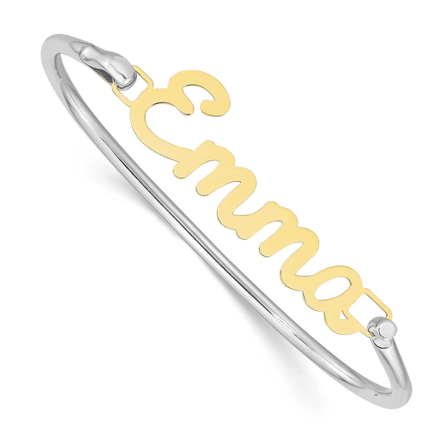 Name Plate On Sterling Silver Bangle 10k Gold Polished 10XNA628Y, MPN: 10XNA628Y, 196904159859