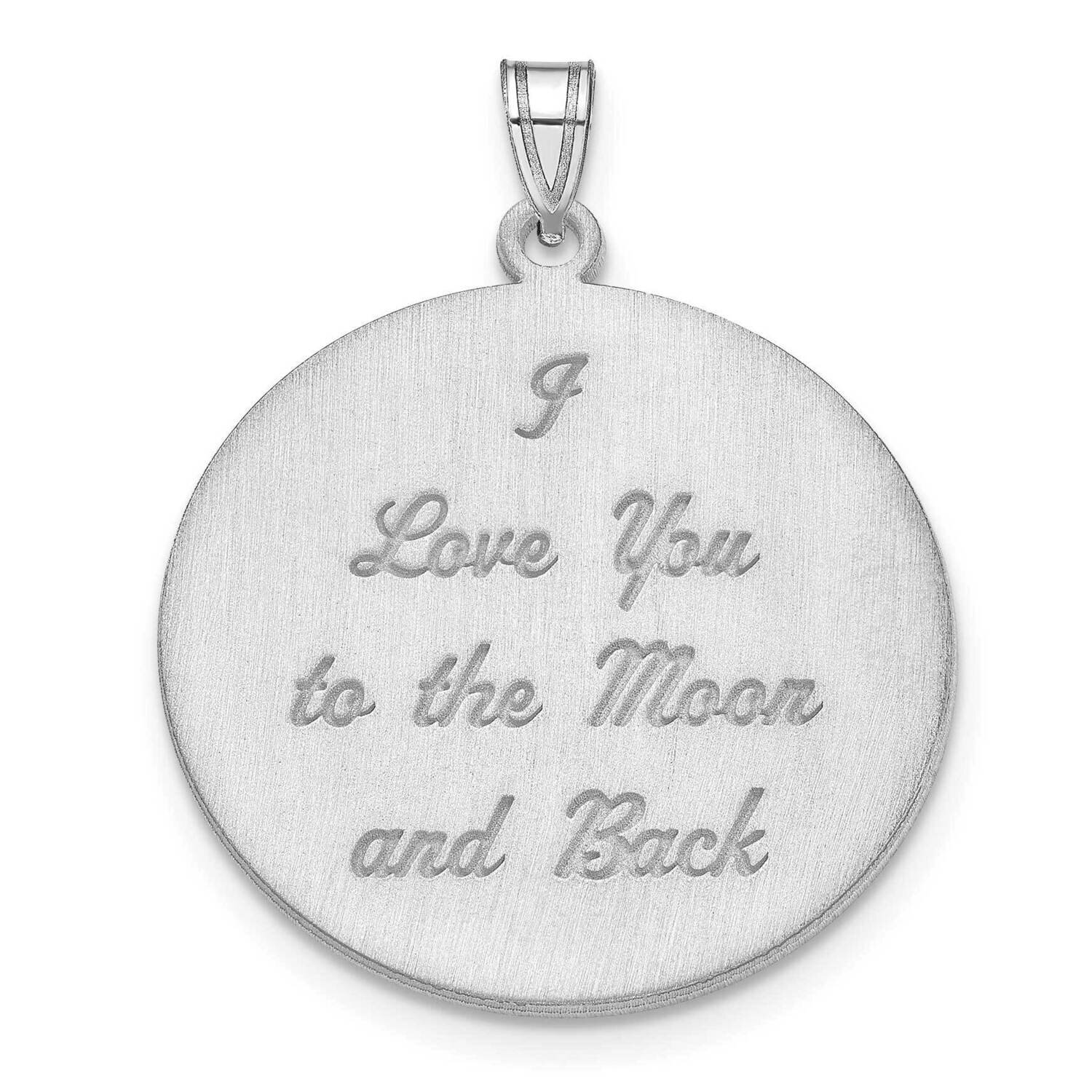 Brushed I Love You To The Moon and Back Pendant 10k White Gold 10XNA685W