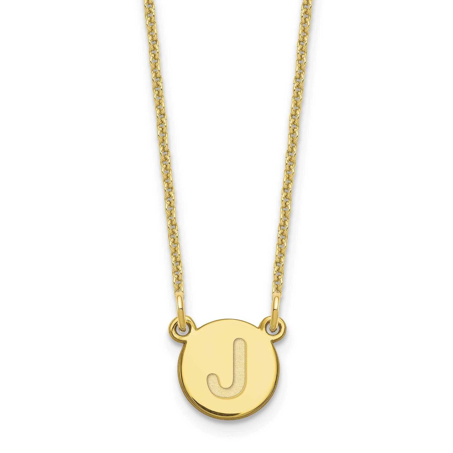 Tiny Circle Block Initial Letter J Necklace 10k Gold 10XNA722Y/J