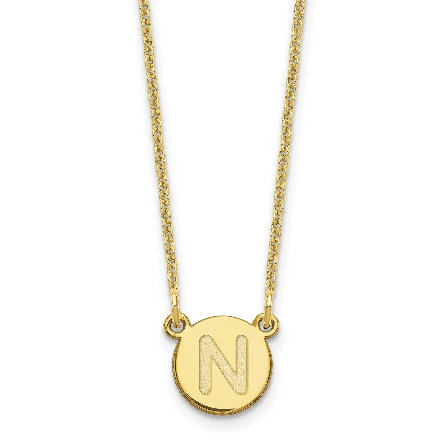 Tiny Circle Block Initial Letter N Necklace 10k Gold 10XNA722Y/N