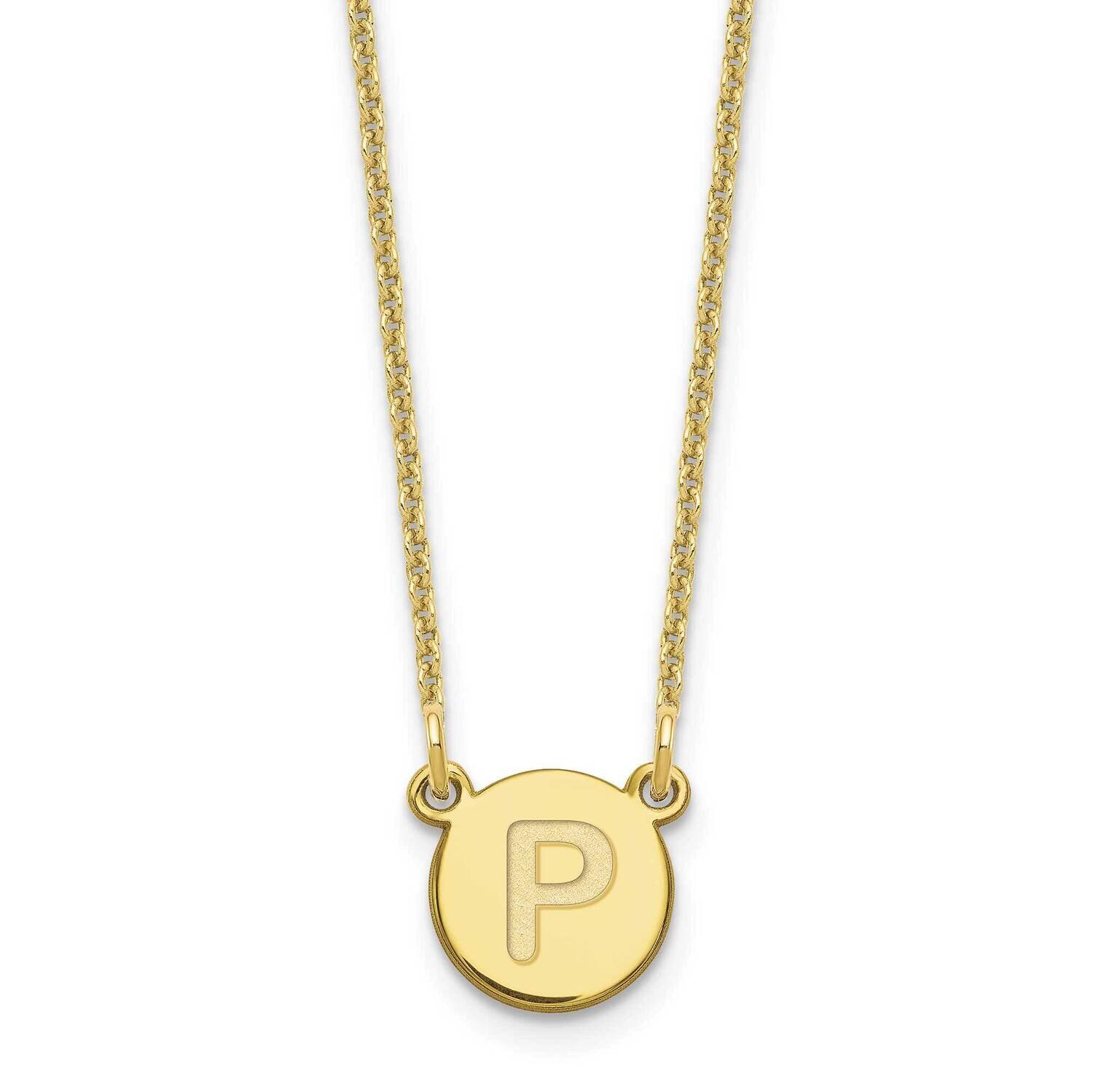 Tiny Circle Block Initial Letter P Necklace 10k Gold 10XNA722Y/P