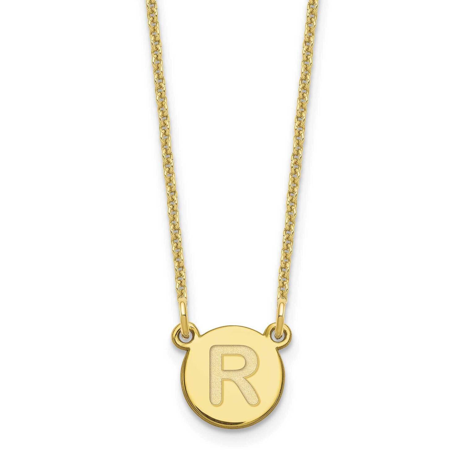 Tiny Circle Block Initial Letter R Necklace 10k Gold 10XNA722Y/R, MPN: 10XNA722Y/R,