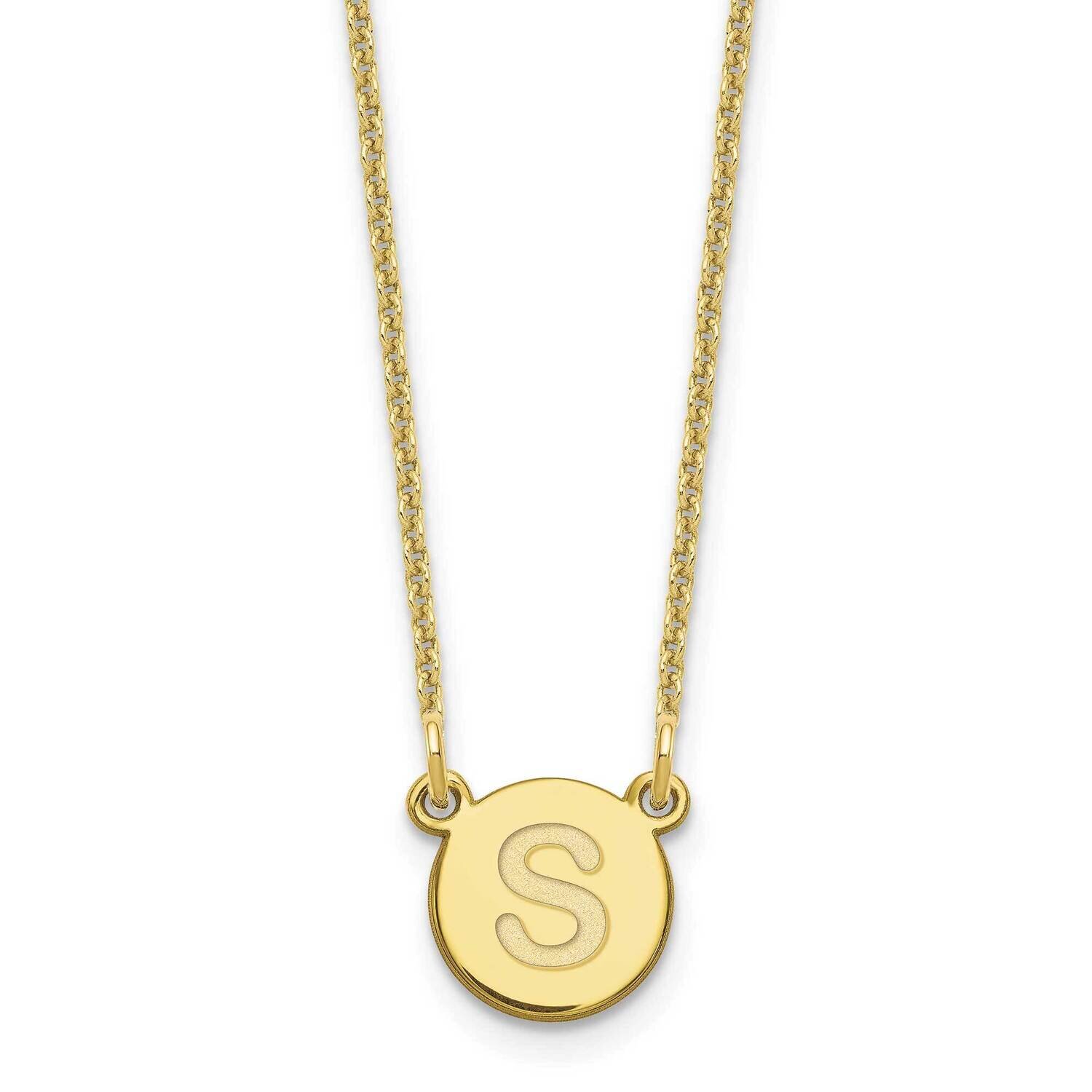 Tiny Circle Block Initial Letter S Necklace 10k Gold 10XNA722Y/S