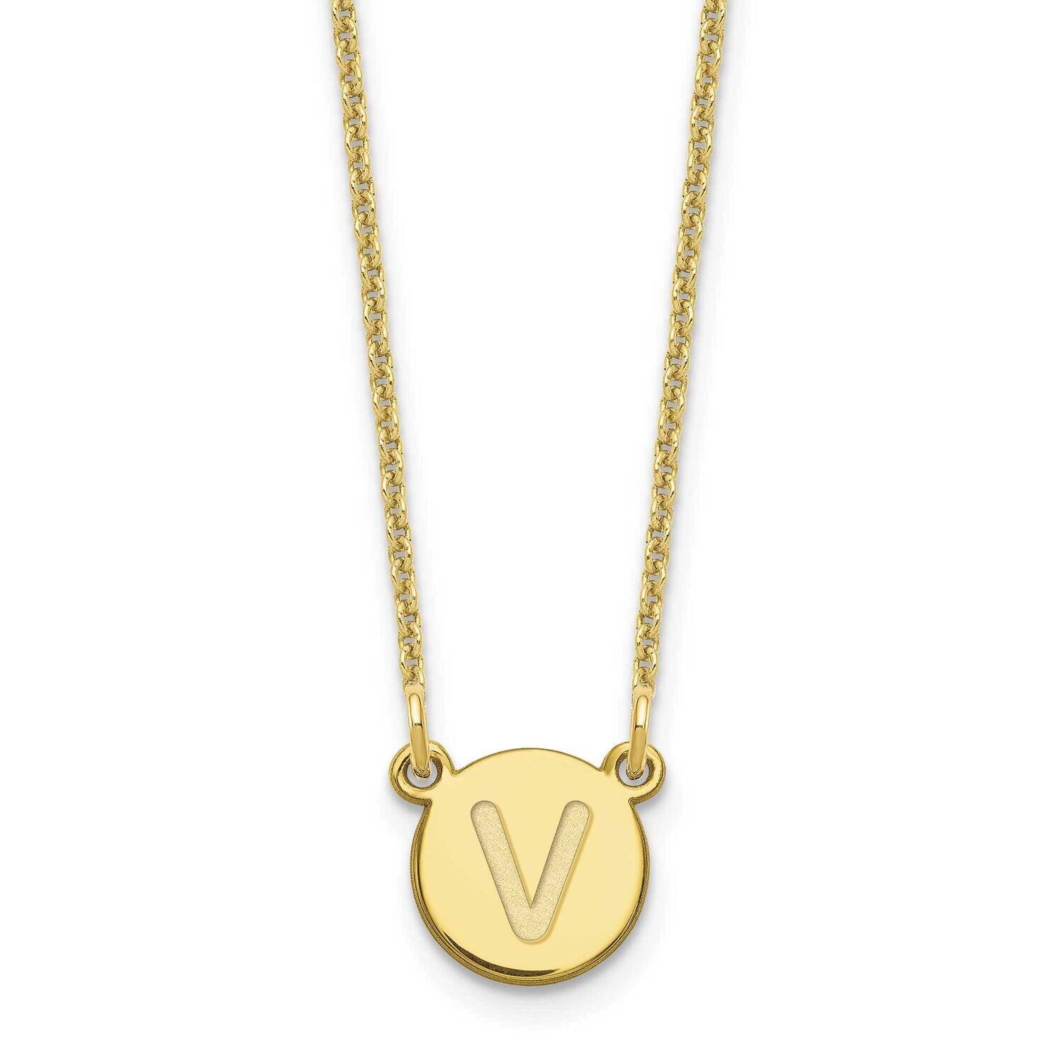 Tiny Circle Block Initial Letter V Necklace 10k Gold 10XNA722Y/V, MPN: 10XNA722Y/V,