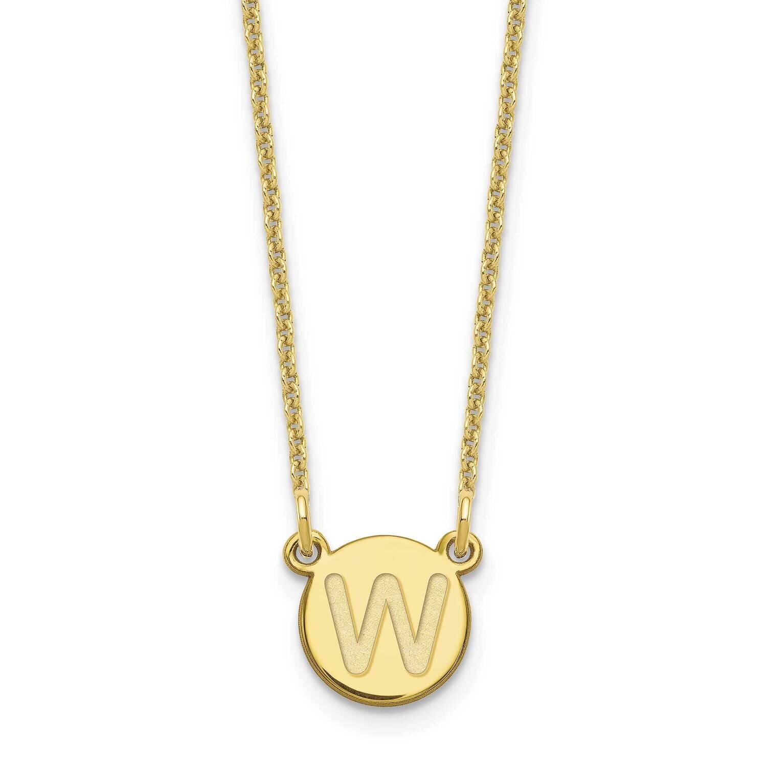 Tiny Circle Block Initial Letter W Necklace 10k Gold 10XNA722Y/W, MPN: 10XNA722Y/W,