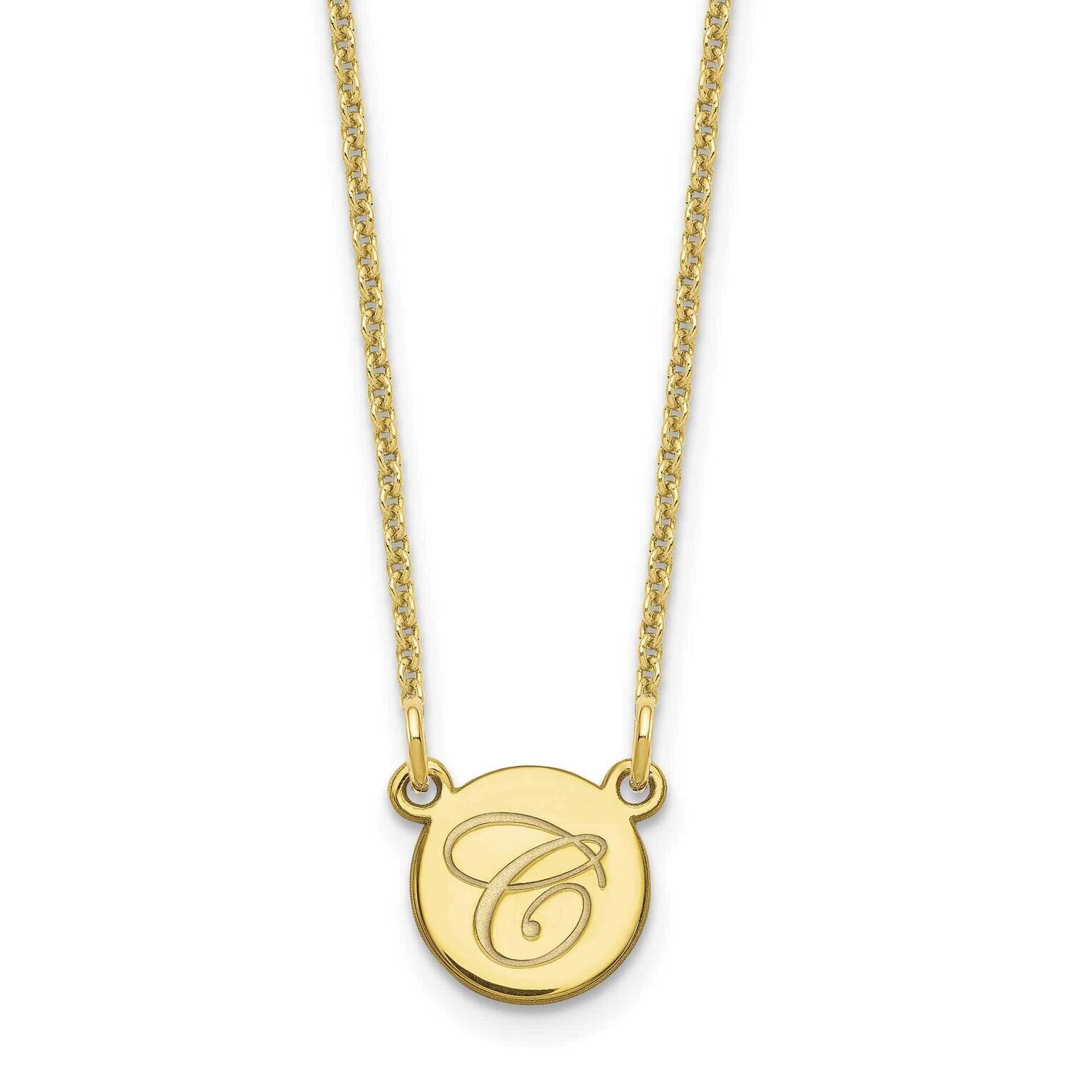 Circle with Script Initial Necklace 10k Gold Small 10XNA723Y