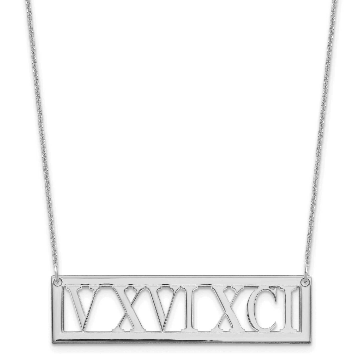 Roman Numeral Bar Necklace 10k White Gold 10XNA729W