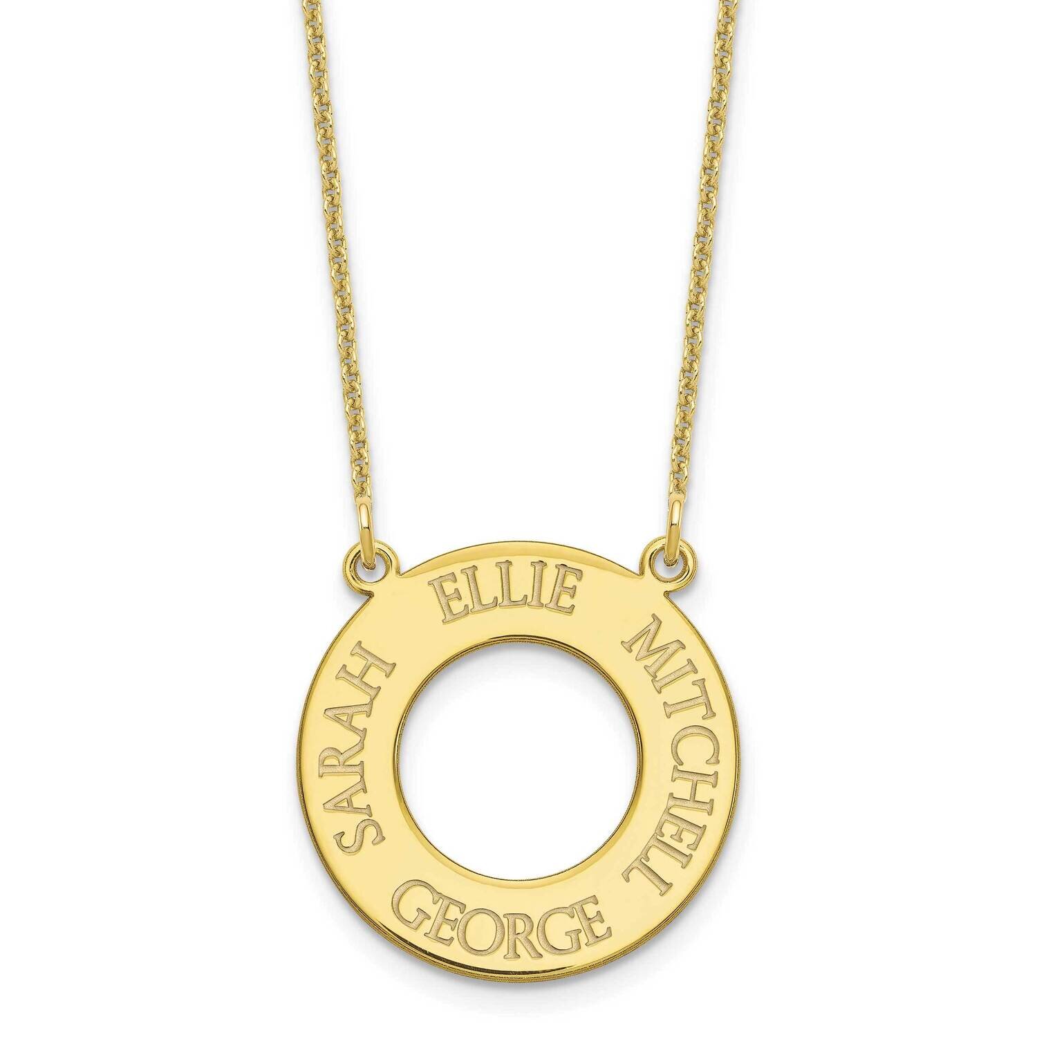 Open Circle with 4 Names Necklace 10k Gold 10XNA758Y