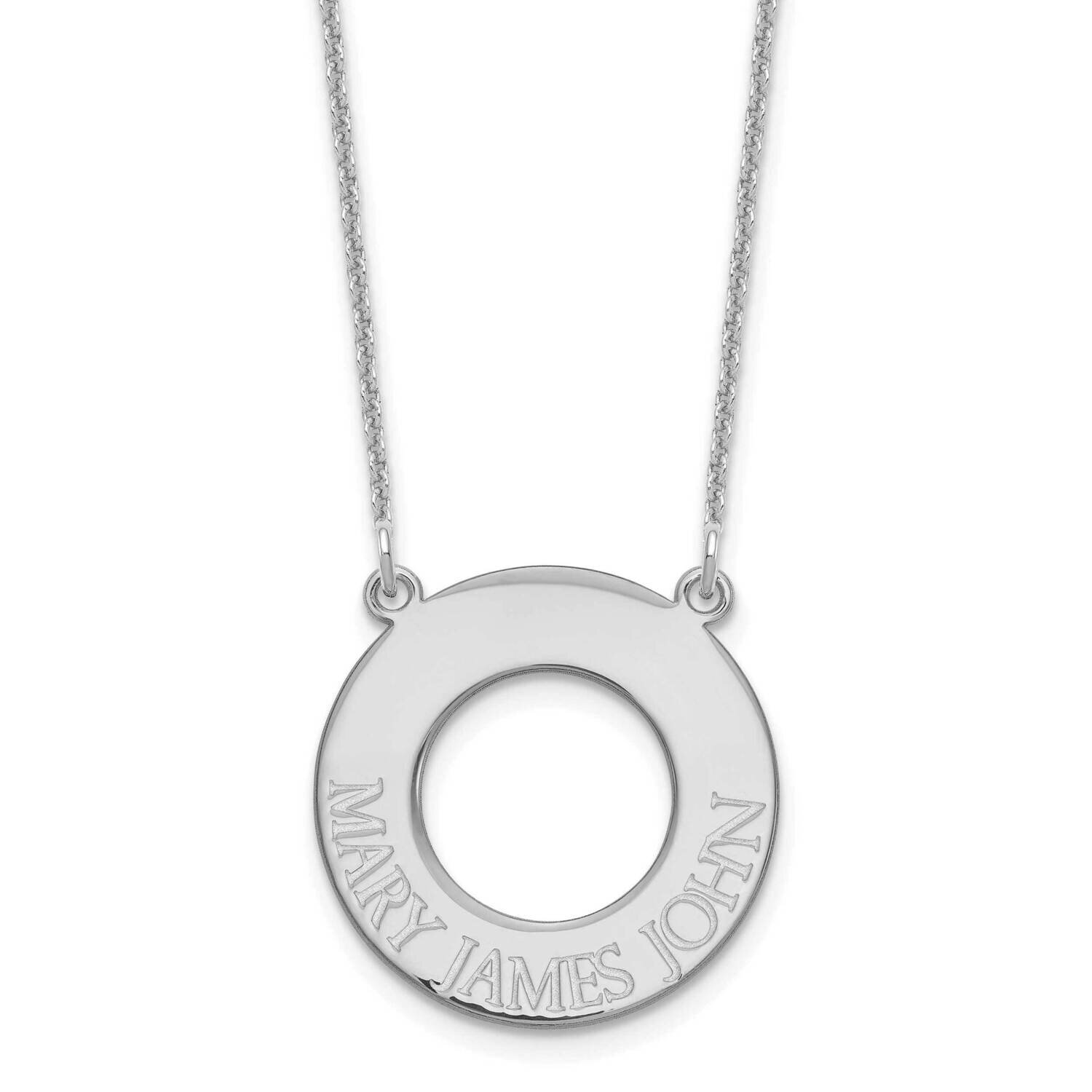 Open Circle with 3 Names Necklace 10k White Gold 10XNA759W