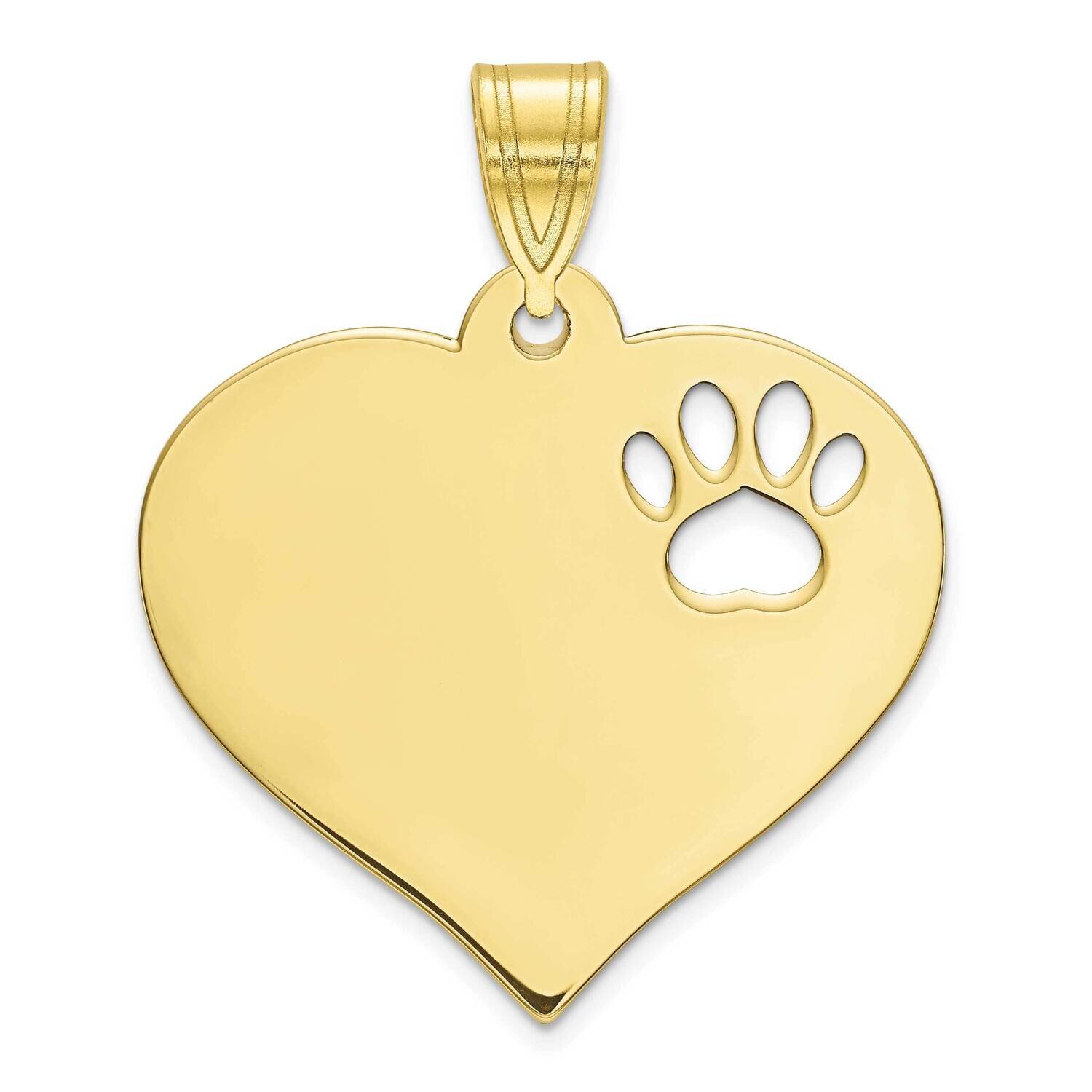 Heart with Cut Out Paw Print Pendant 10k Gold 10XNA768Y, MPN: 10XNA768Y,