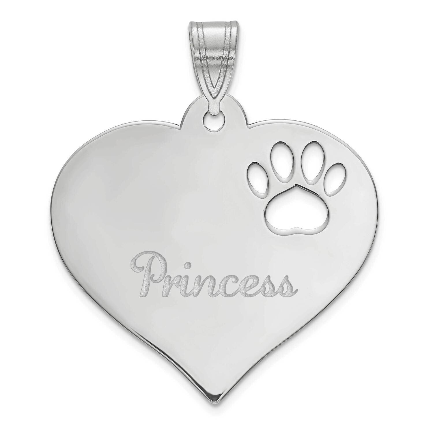 Personalized Heart with Paw Print Cut Out Pendant 10k White Gold 10XNA769W, MPN: 10XNA769W,