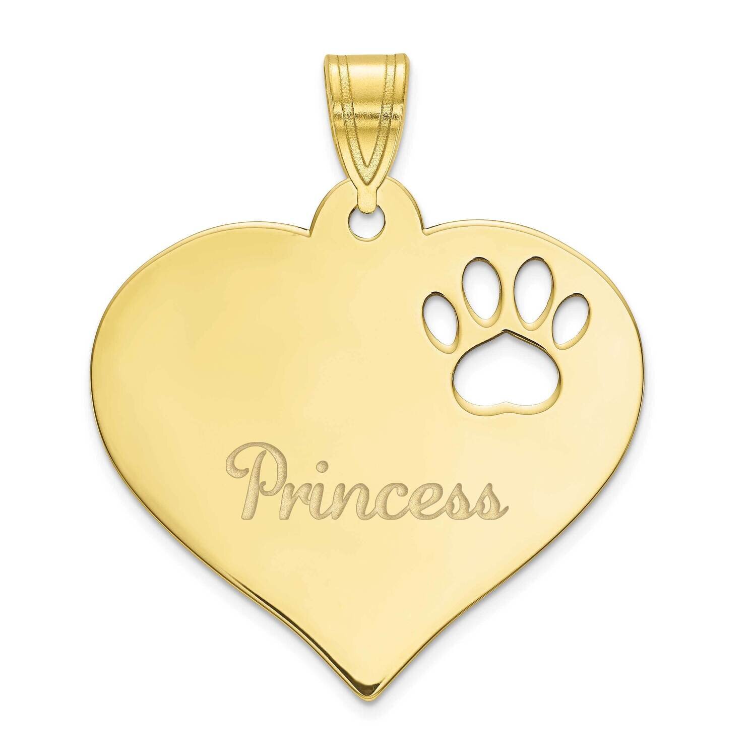 Personalized Heart with Paw Print Cut Out Pendant 10k Gold 10XNA769Y, MPN: 10XNA769Y,