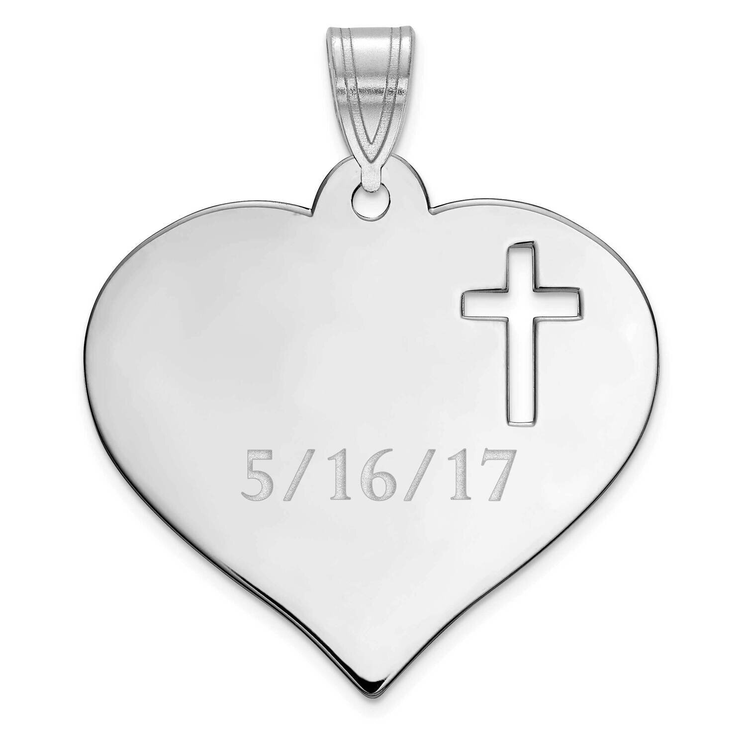 Personalized Heart with Cut Out Cross Pendant 10k White Gold 10XNA787W
