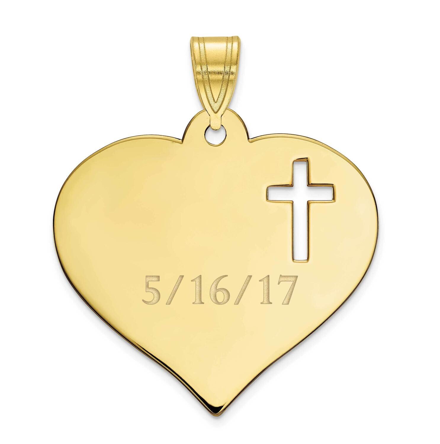 Personalized Heart with Cut Out Cross Pendant 10k Gold 10XNA787Y