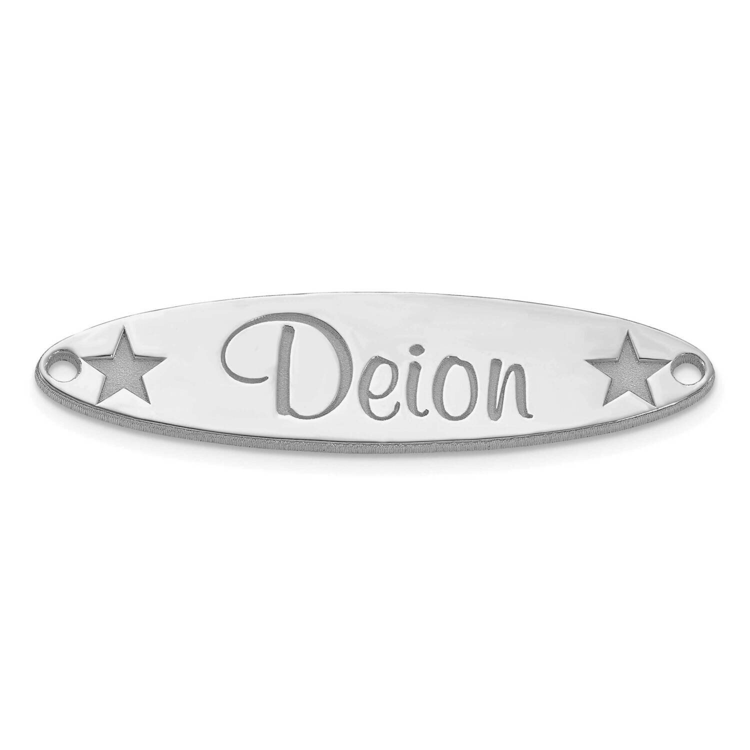 Large Oval with Stars Name Plate 10k White Gold 10XNA93W