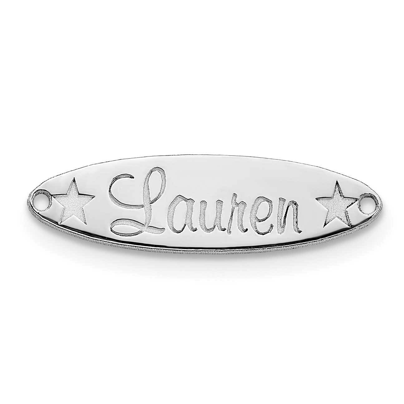 Oval with Stars Name Plate 10k White Gold Small 10XNA94W