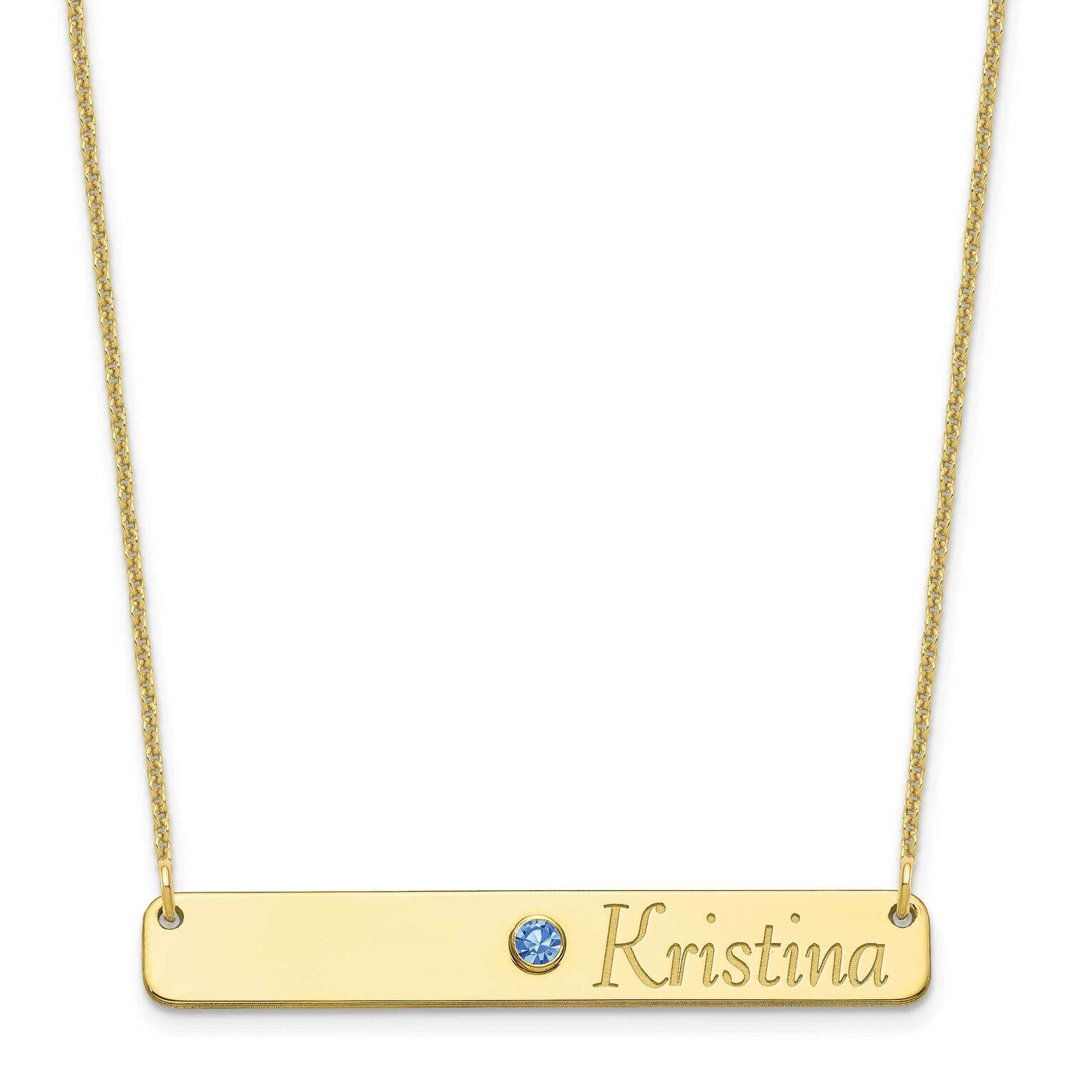 Personalized Bar with 18k Gold Bezel Birthstone Necklace 10k Gold 10XNA980Y
