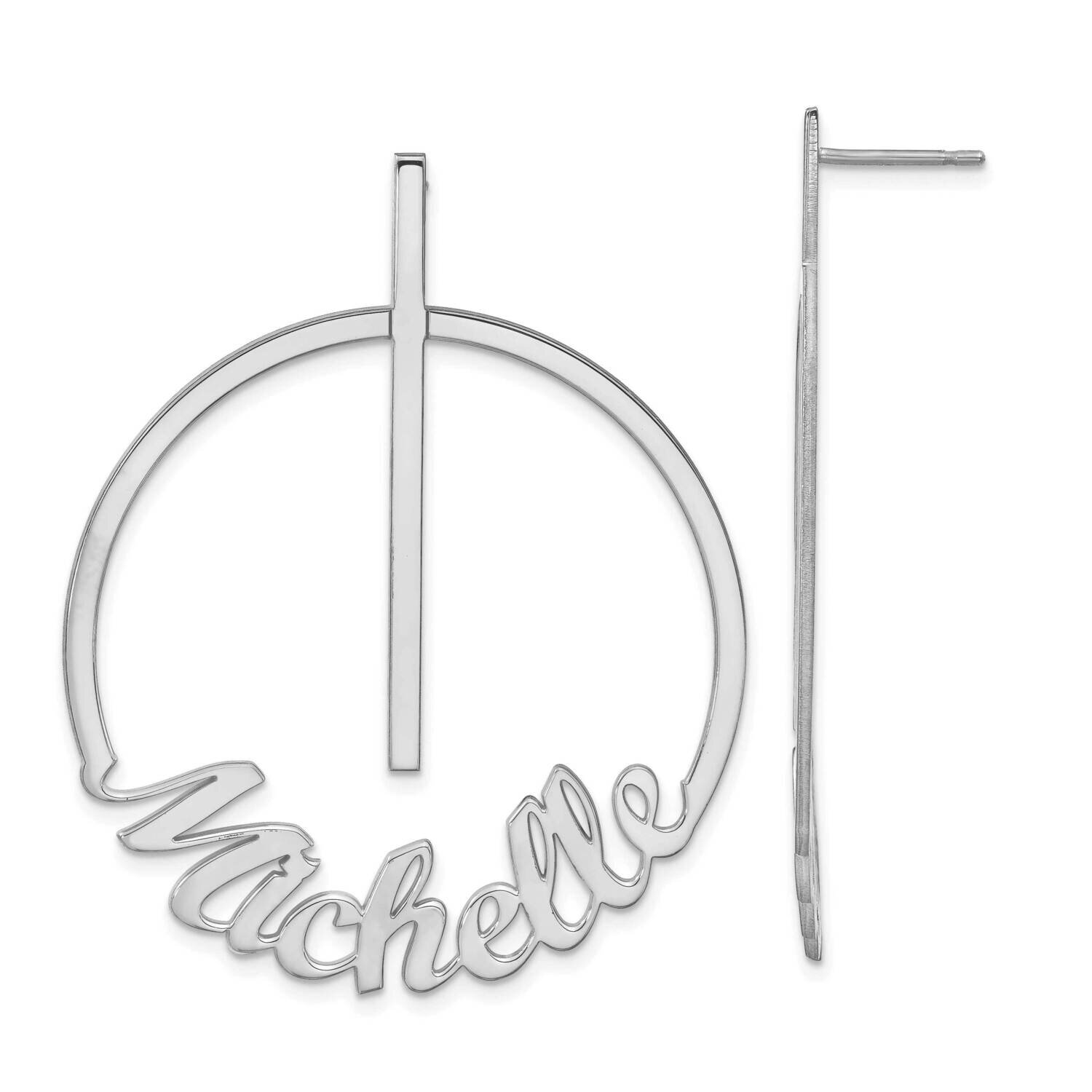 Circle Name Post Earrings 10k White Gold Large 10XNE140W, MPN: 10XNE140W,