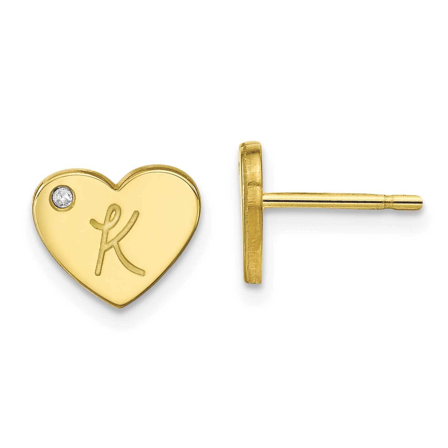 Initial Heart with Diamond Post Earrings 10k Gold 10XNE149Y