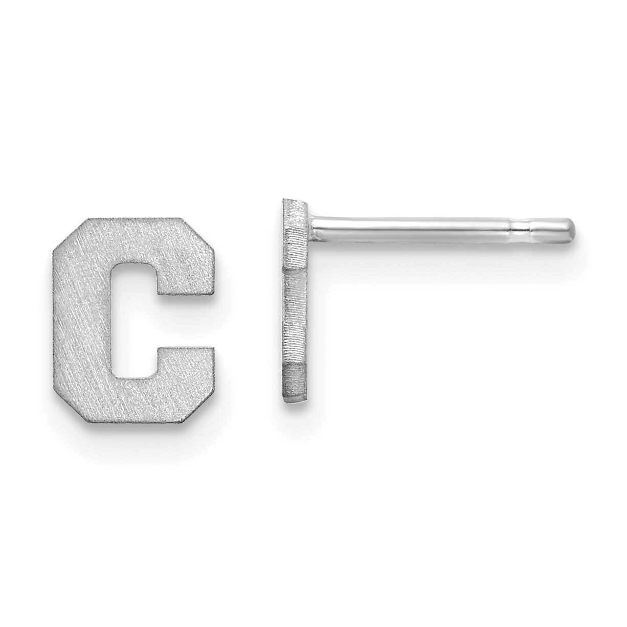 Initial Letter C Post Earrings 10k White Gold Brushed 10XNE45W/C, MPN: 10XNE45W/C,