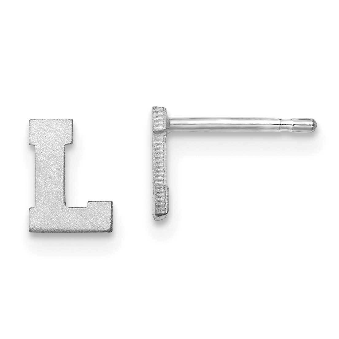 Initial Letter L Post Earrings 10k White Gold Brushed 10XNE45W/L, MPN: 10XNE45W/L,