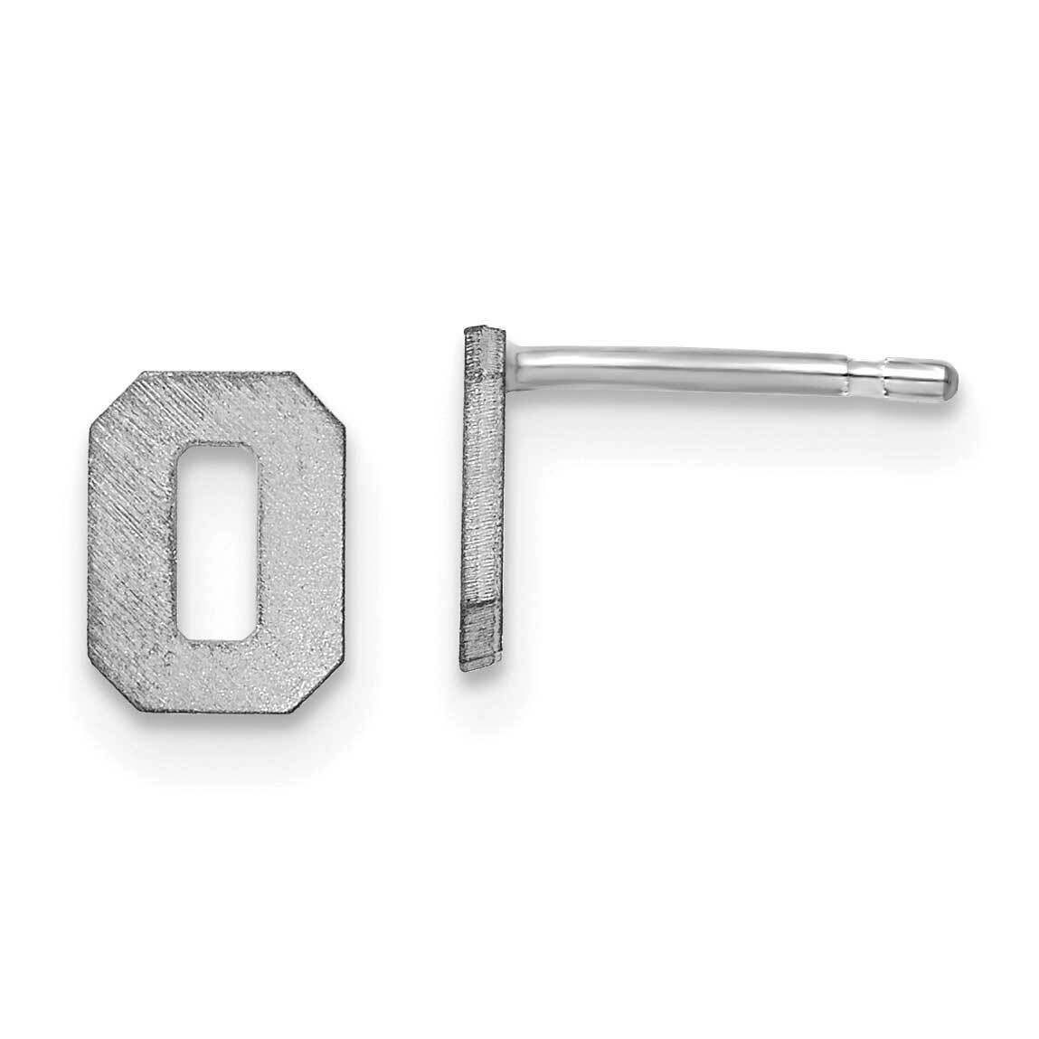 Initial Letter O Post Earrings 10k White Gold Brushed 10XNE45W/O, MPN: 10XNE45W/O,