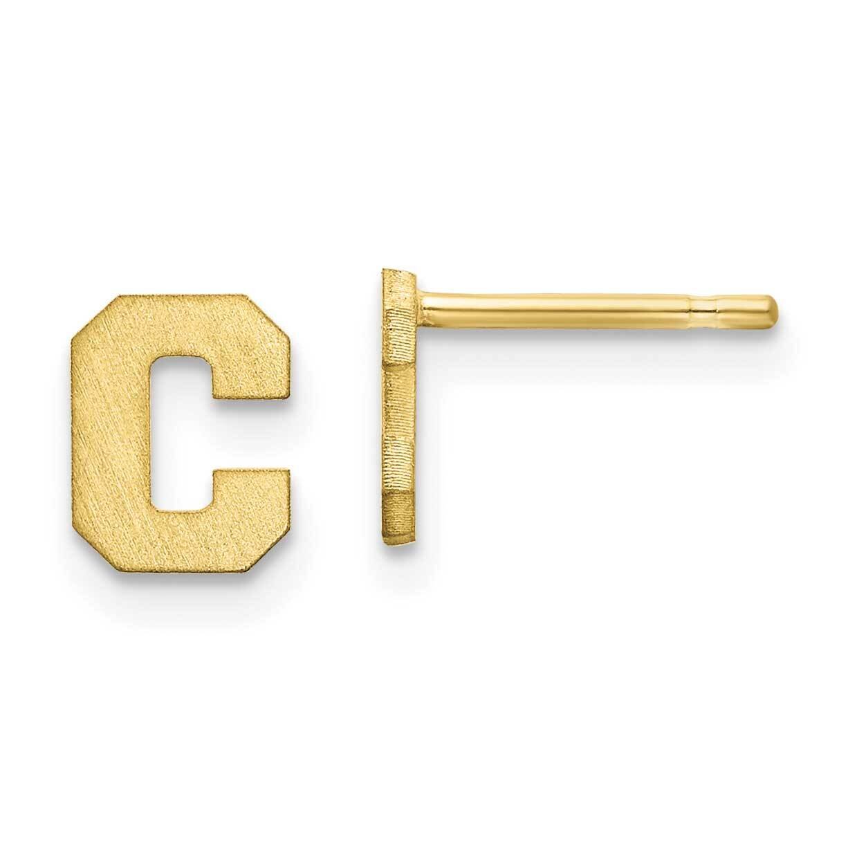 Initial Letter C Post Earrings 10k Gold Brushed 10XNE45Y/C