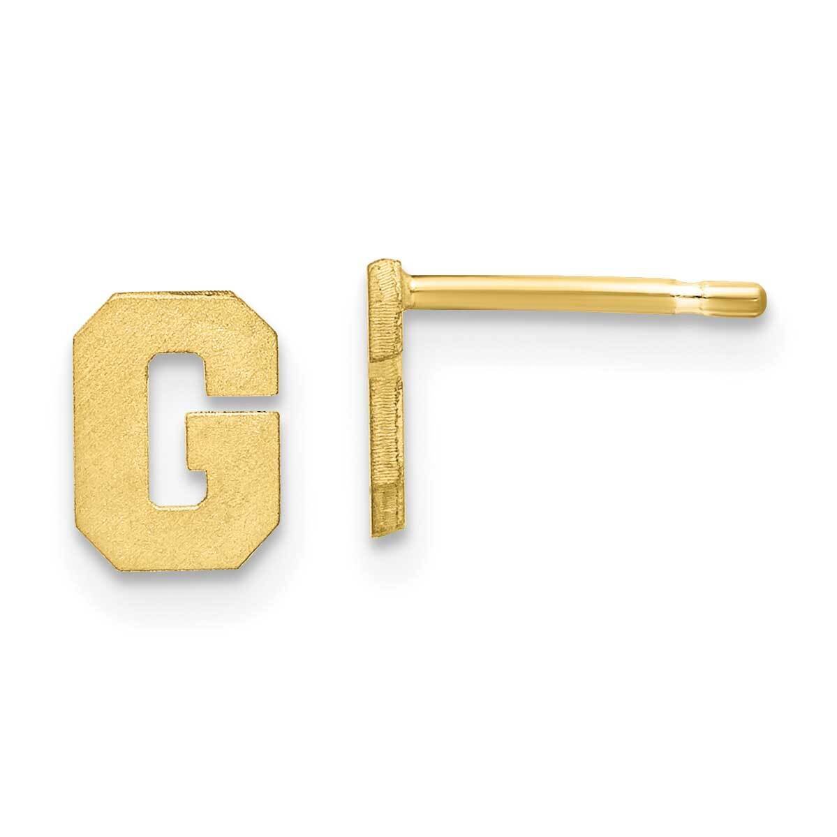 Initial Letter G Post Earrings 10k Gold Brushed 10XNE45Y/G