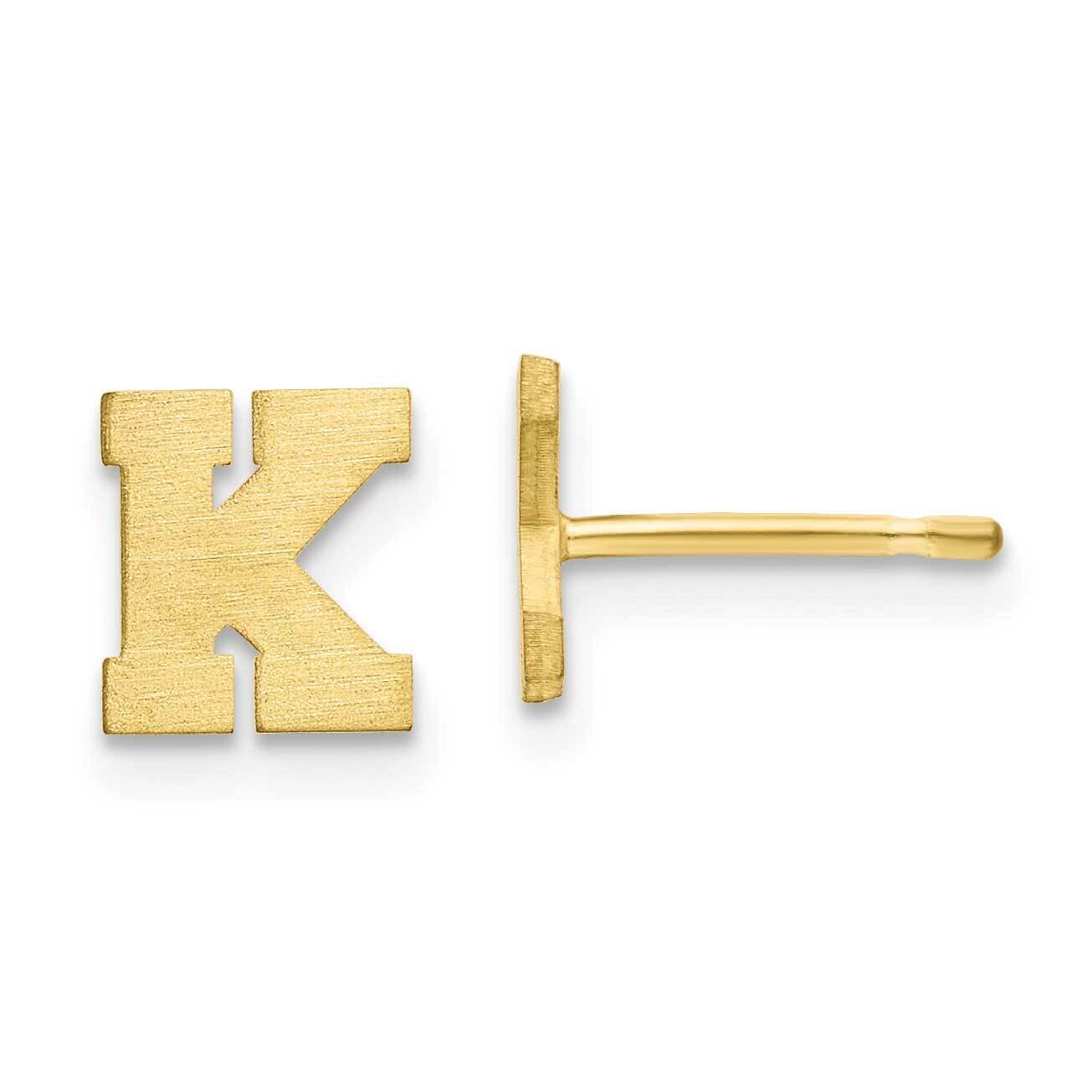 Initial Letter K Post Earrings 10k Gold Brushed 10XNE45Y/K