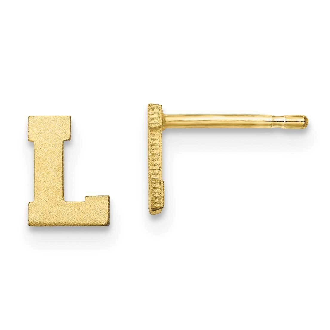 Initial Letter L Post Earrings 10k Gold Brushed 10XNE45Y/L