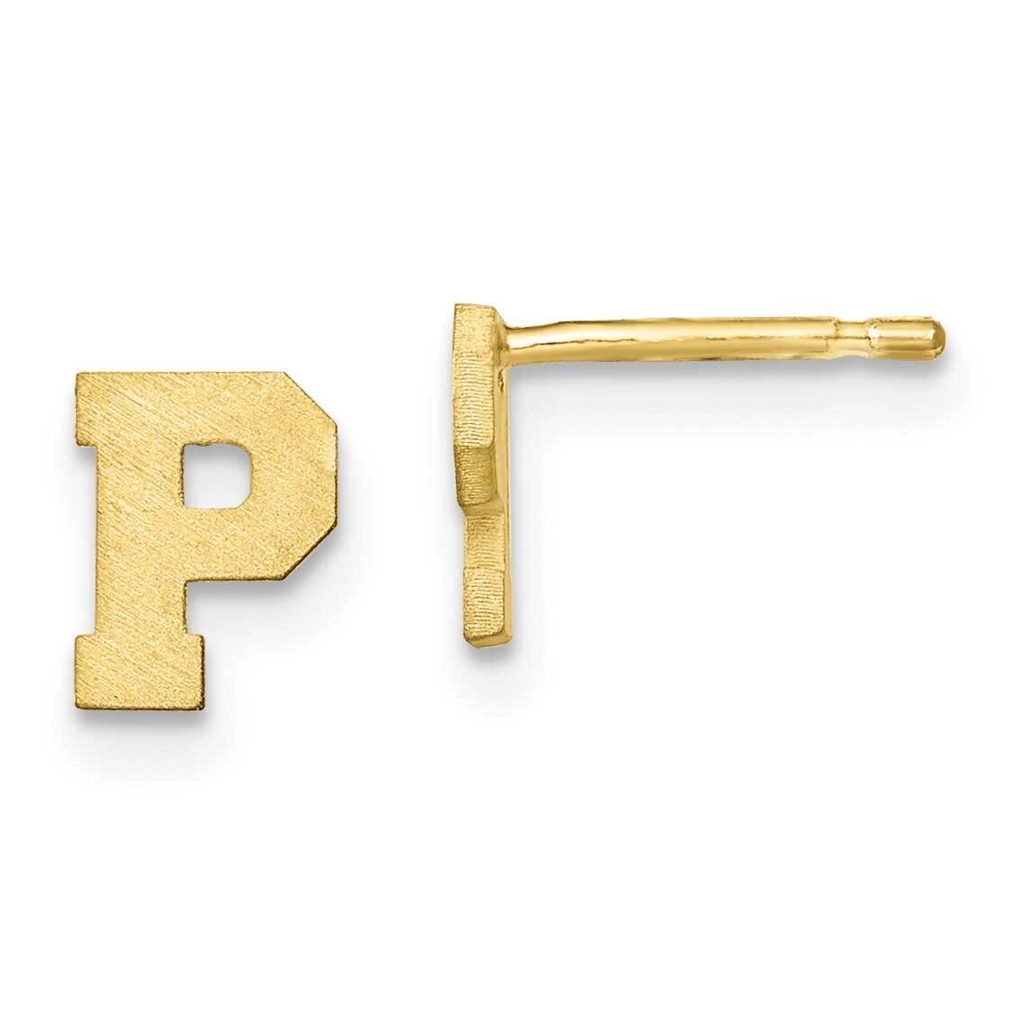 Initial Letter P Post Earrings 10k Gold Brushed 10XNE45Y/P, MPN: 10XNE45Y/P,