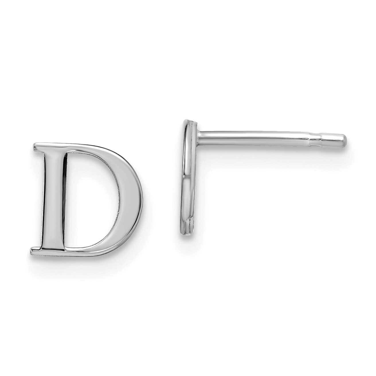 Polished Initial Letter D Post Earrings 10k White Gold 10XNE46W/D