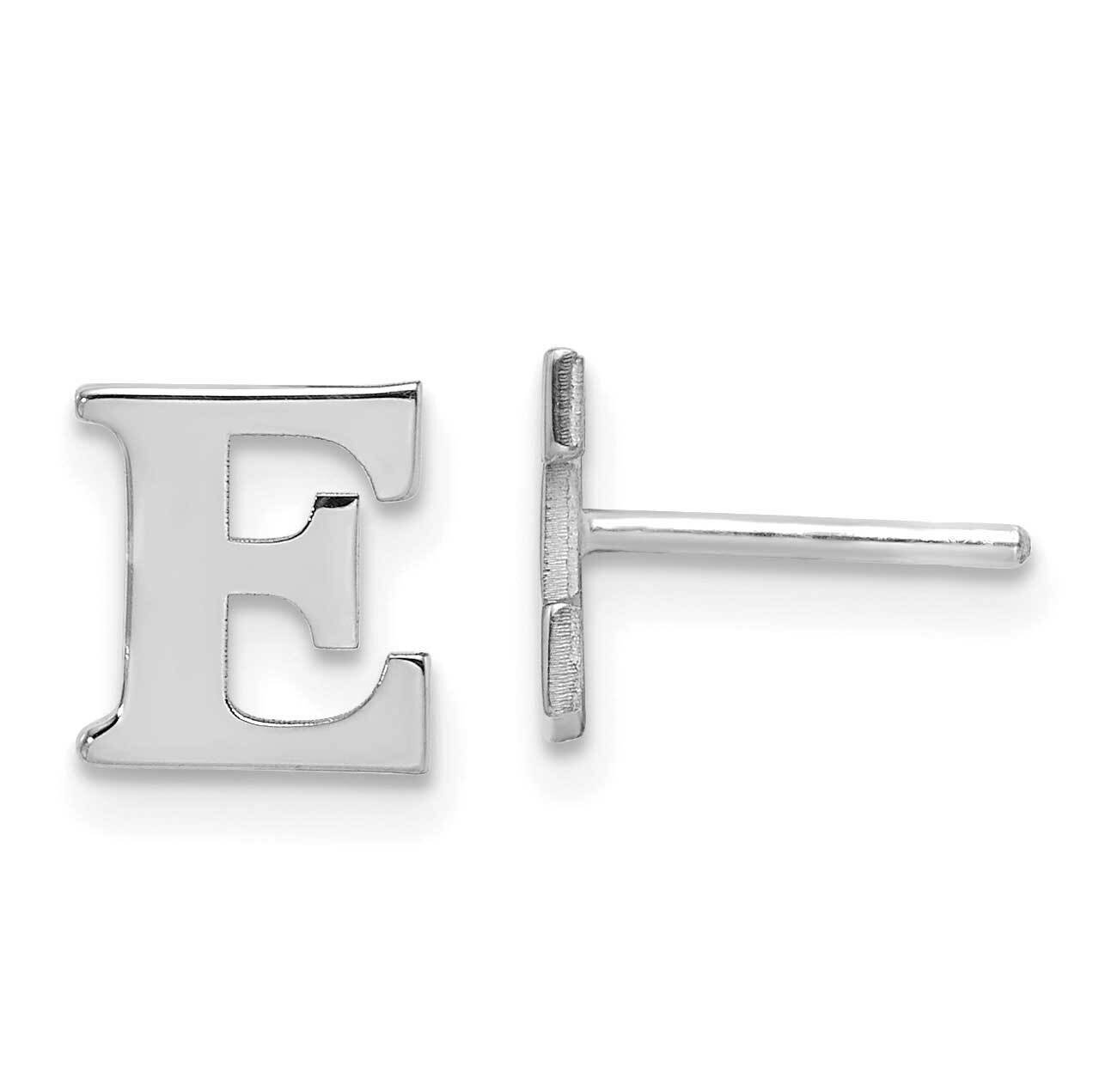 Initial Letter E Post Earrings 10k White Gold Polished 10XNE46W/E