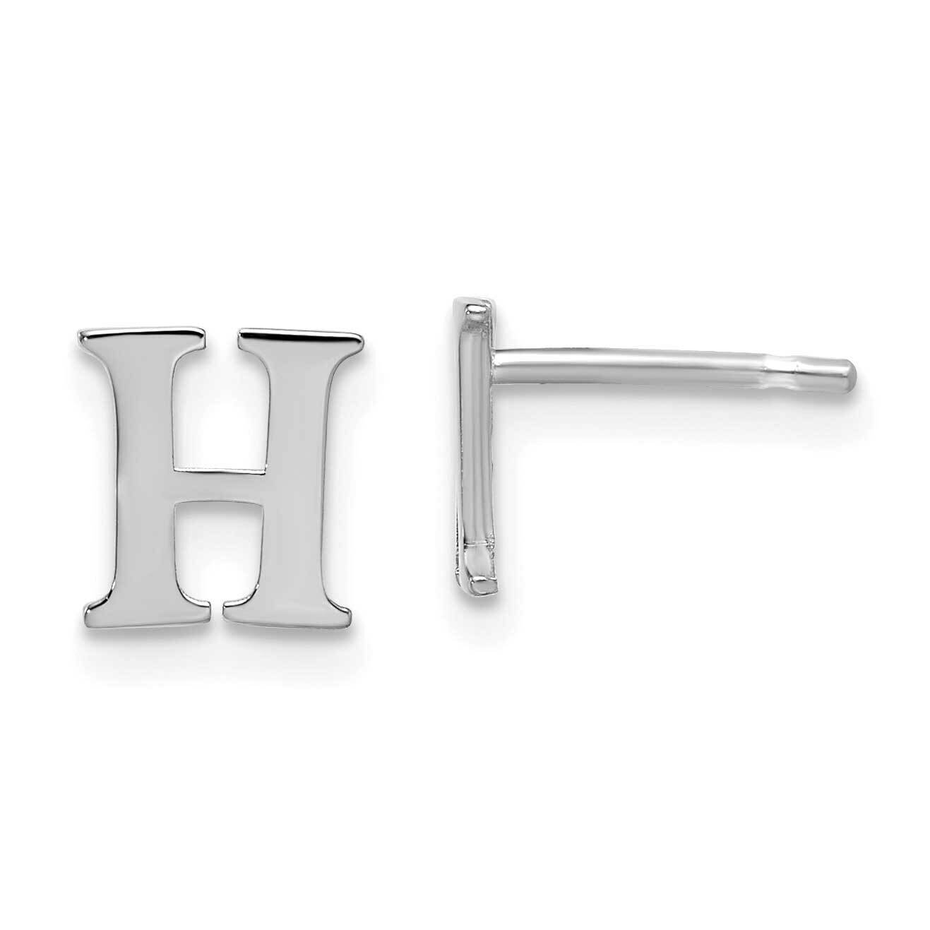 Initial Letter H Post Earrings 10k White Gold Polished 10XNE46W/H