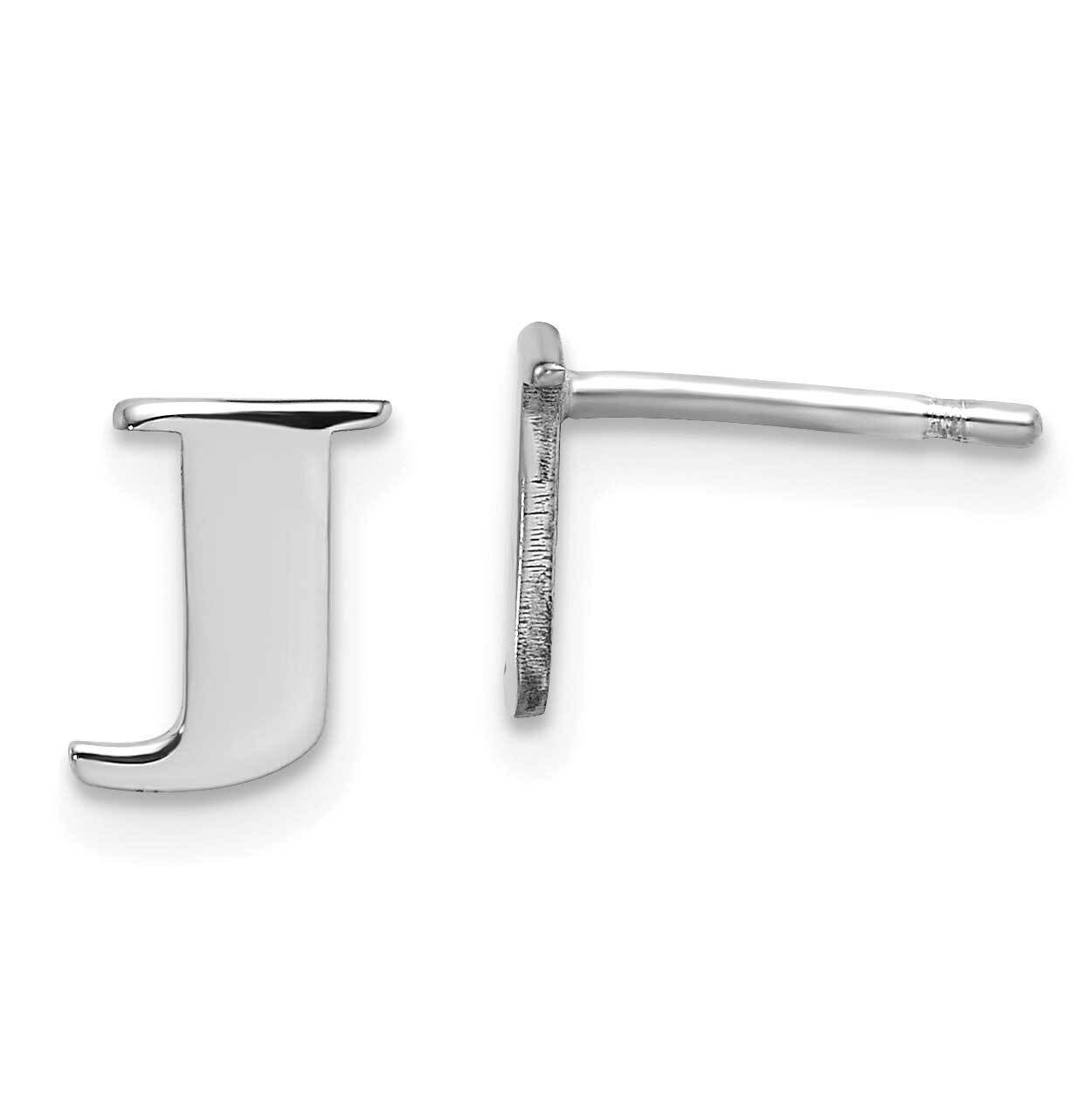 Initial Letter J Post Earrings 10k White Gold Polished 10XNE46W/J, MPN: 10XNE46W/J,