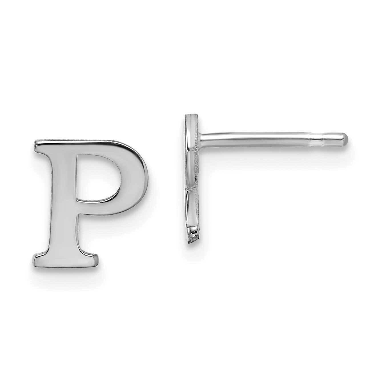 Initial Letter P Post Earrings 10k White Gold Polished 10XNE46W/P