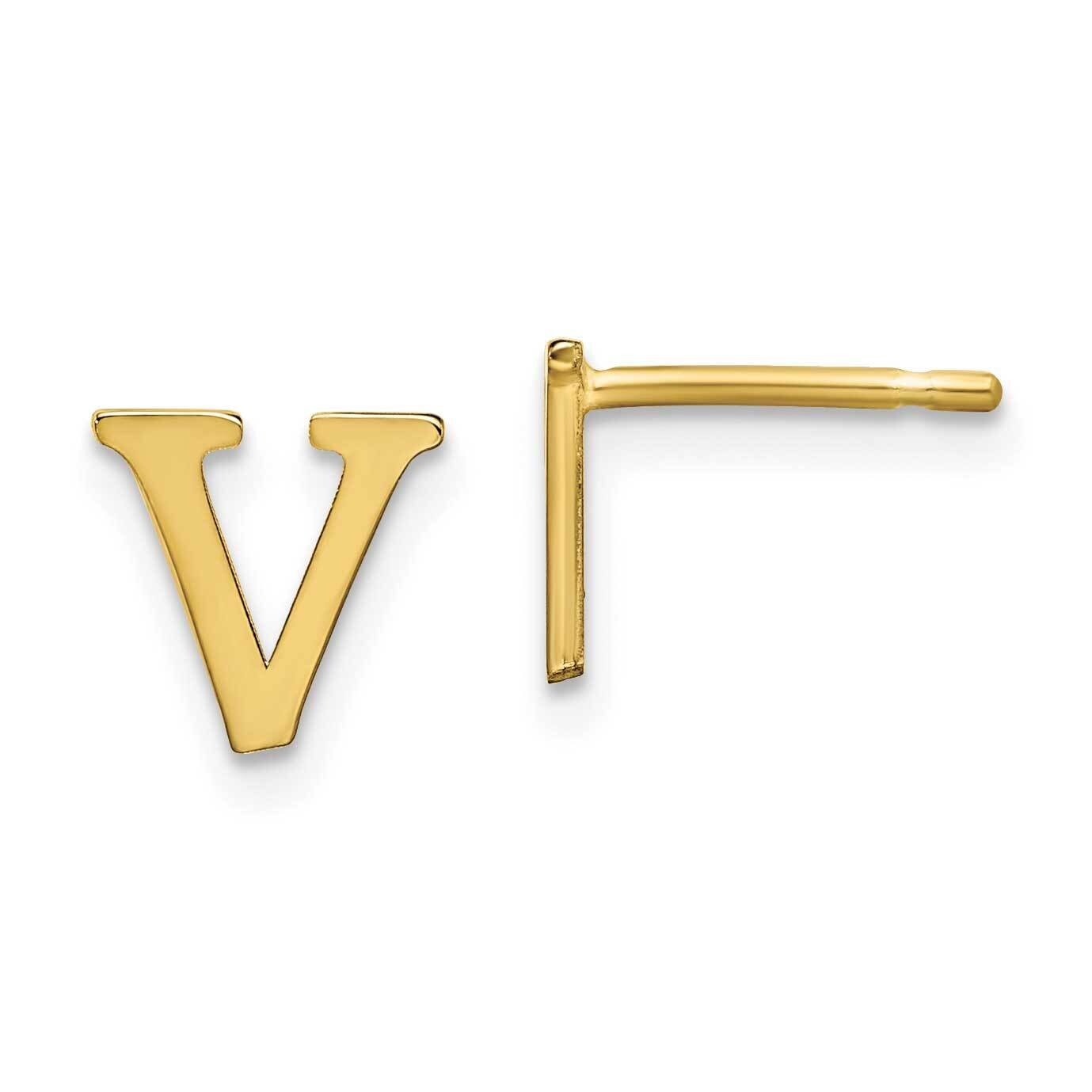 Initial Letter V Post Earrings 10k Gold Polished 10XNE46Y/V