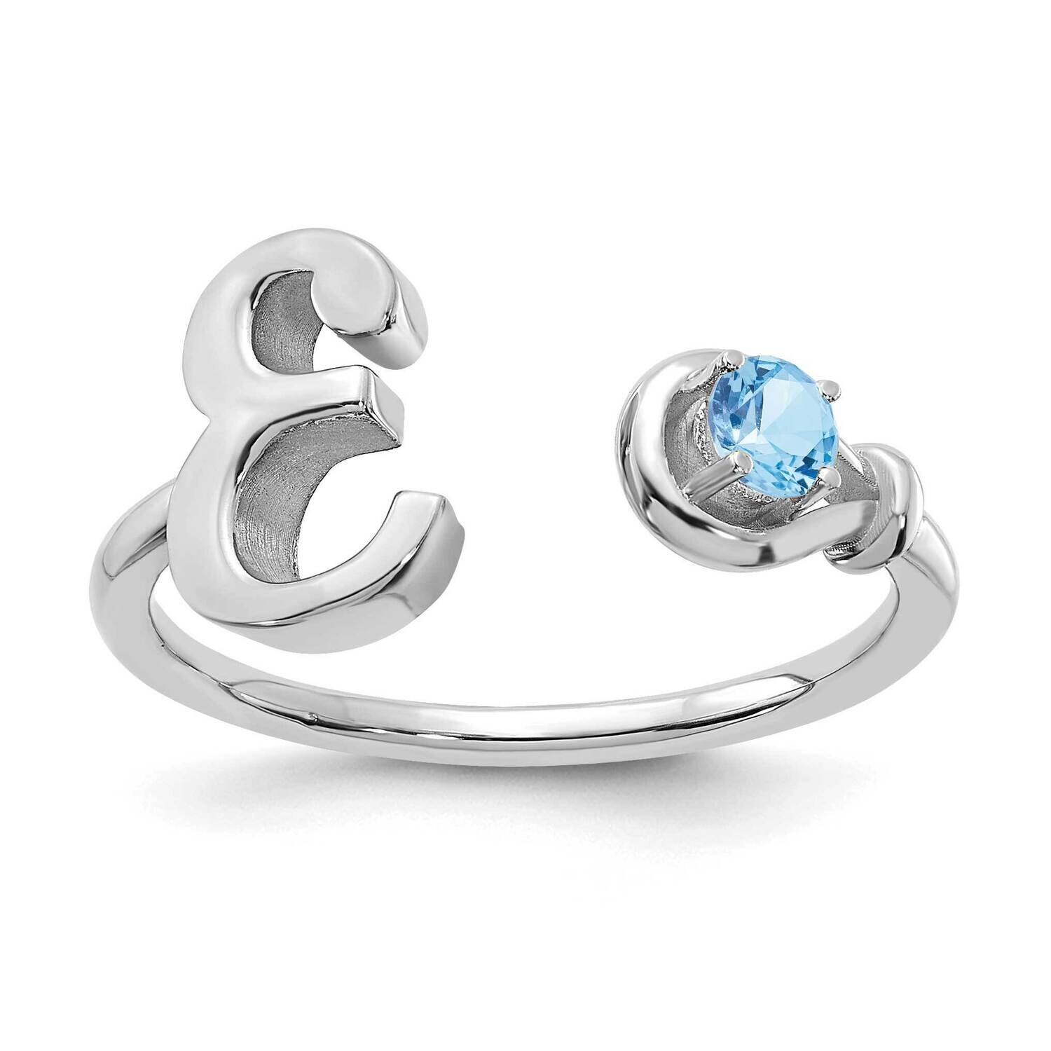Letter E with Birthstone Ring 10k White Gold 10XNR81EW