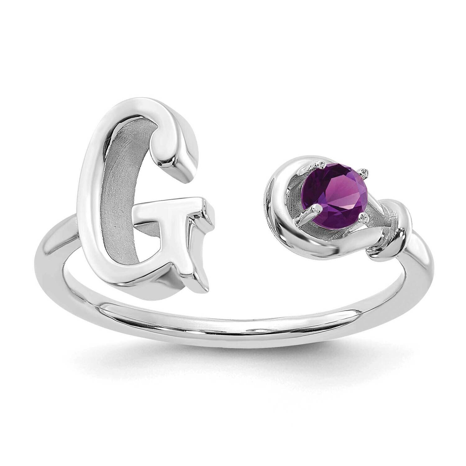 Letter G with Birthstone Ring 10k White Gold 10XNR81GW