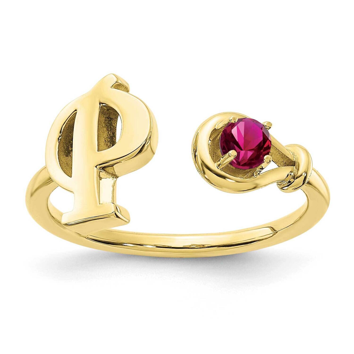 Letter P with Birthstone Ring 10k Gold 10XNR81PY