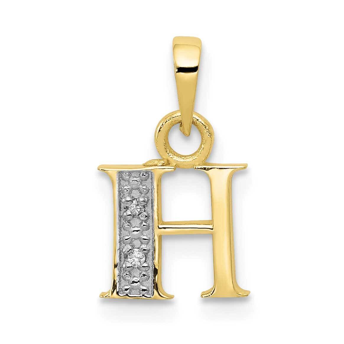 Diamond Initial H Charm 10k Gold and Rhodium 10YC250H, MPN: 10YC250H,