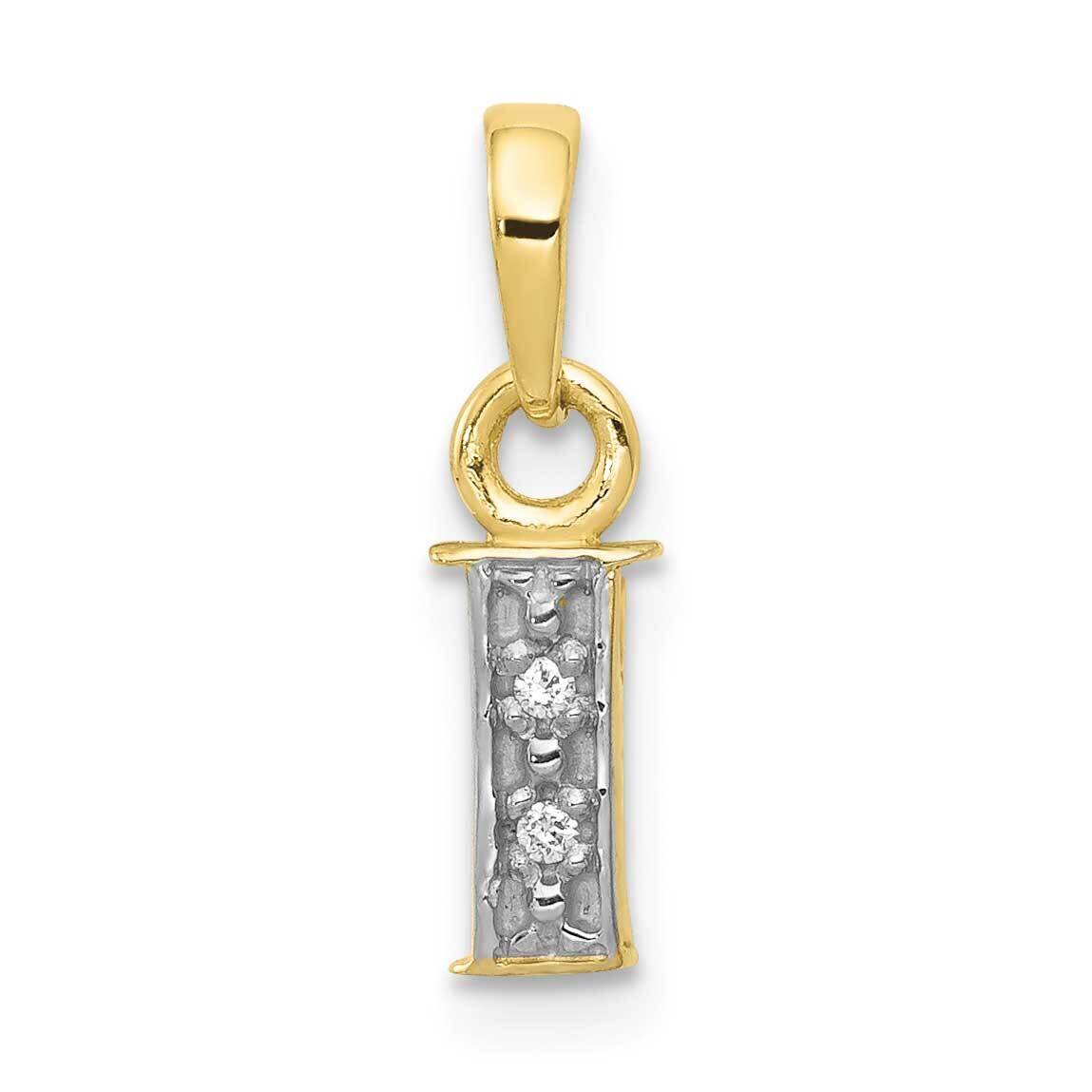 Diamond Initial I Charm 10k Gold and Rhodium 10YC250I, MPN: 10YC250I,