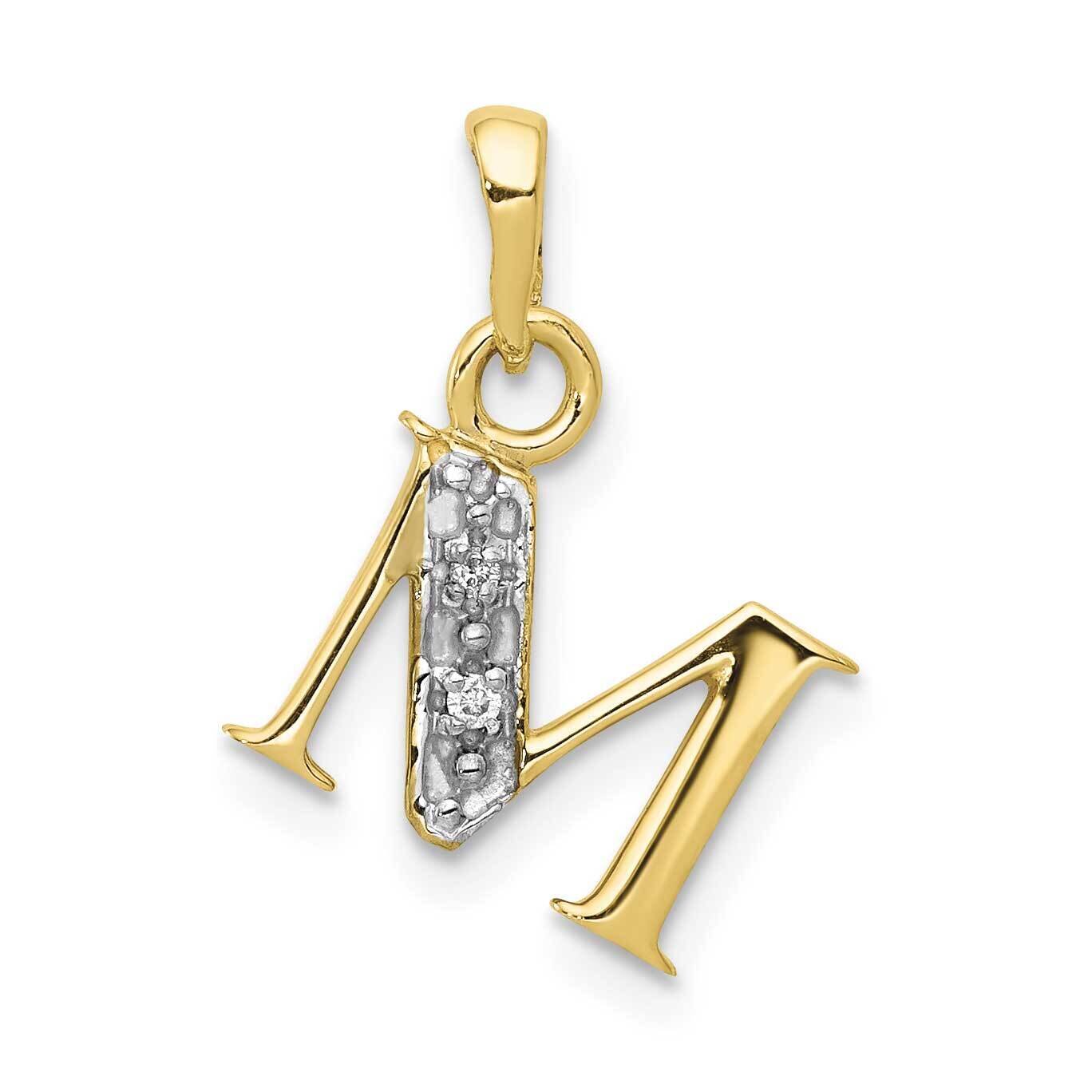 Diamond Initial M Charm 10k Gold and Rhodium 10YC250M, MPN: 10YC250M,