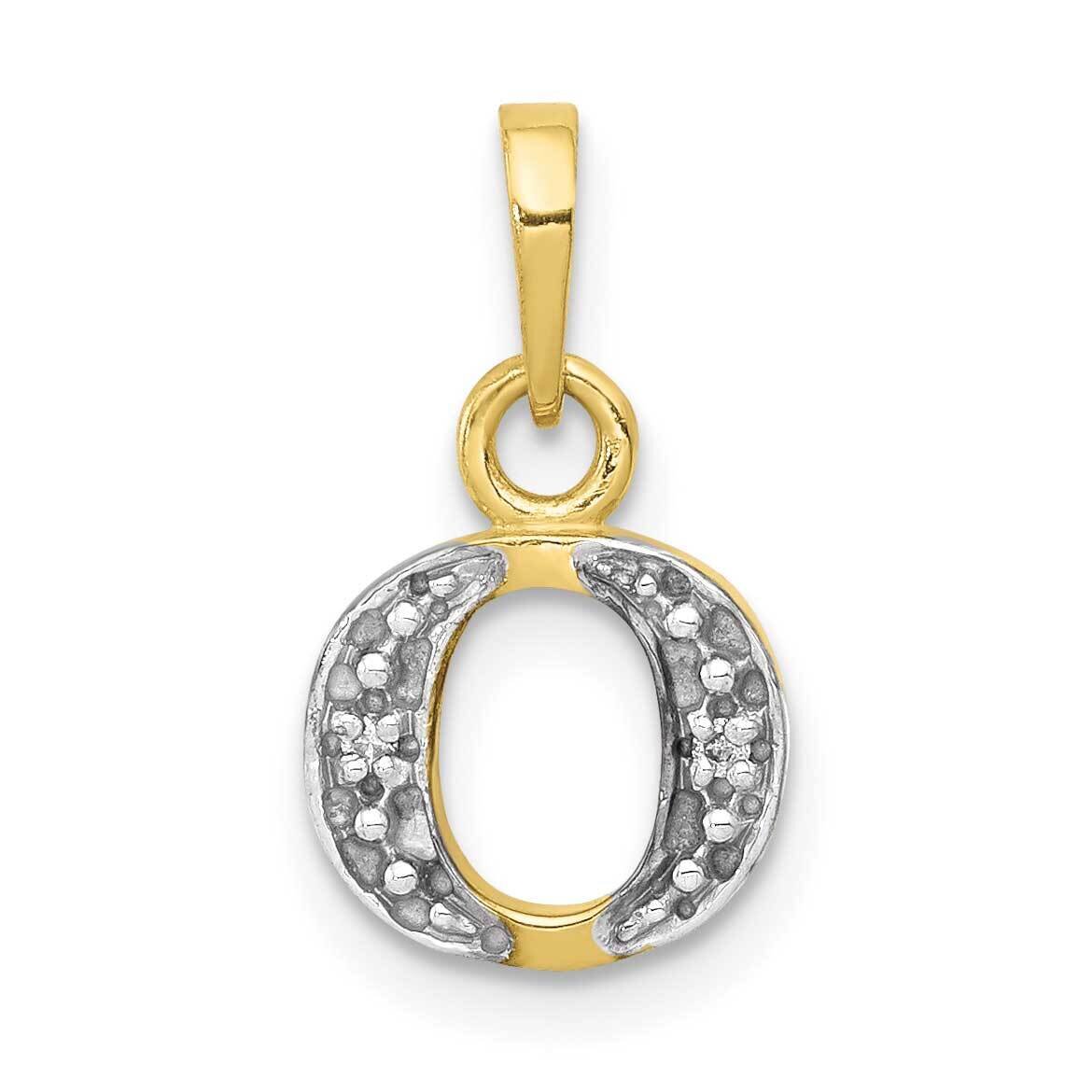 Diamond Initial O Charm 10k Gold and Rhodium 10YC250O, MPN: 10YC250O,