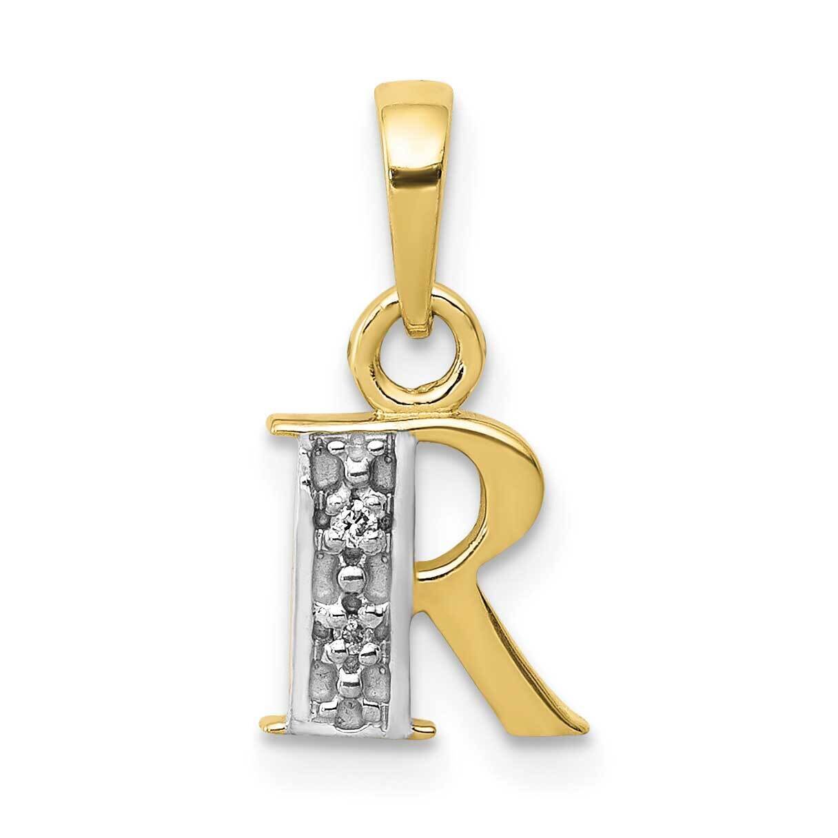 Diamond Initial R Charm 10k Gold and Rhodium 10YC250R, MPN: 10YC250R,