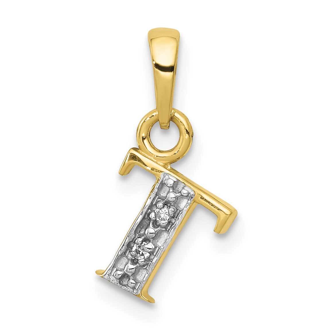 Diamond Initial T Charm 10k Gold and Rhodium 10YC250T, MPN: 10YC250T,