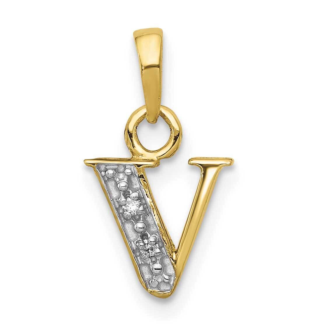 Diamond Initial V Charm 10k Gold and Rhodium 10YC250V, MPN: 10YC250V,