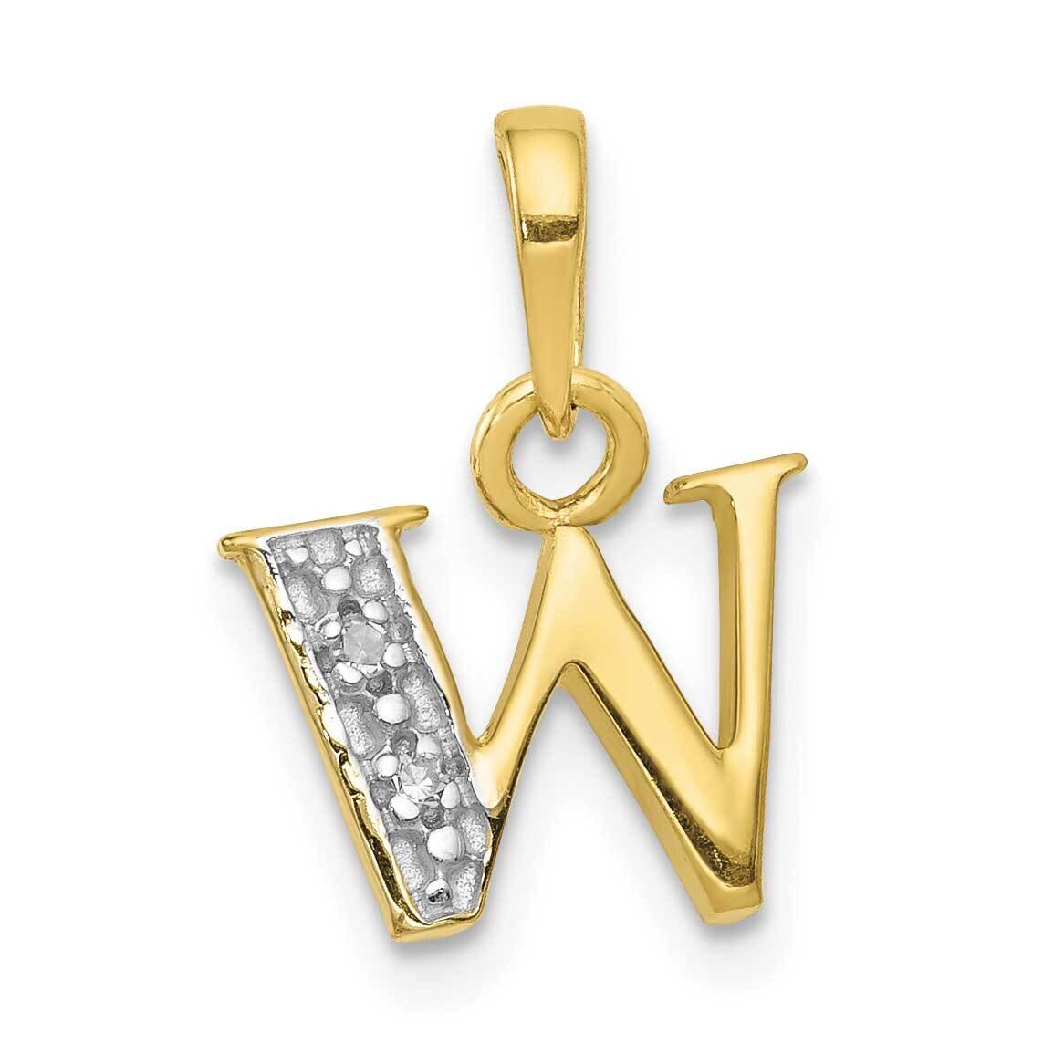 Diamond Initial W Charm 10k Gold and Rhodium 10YC250W, MPN: 10YC250W,